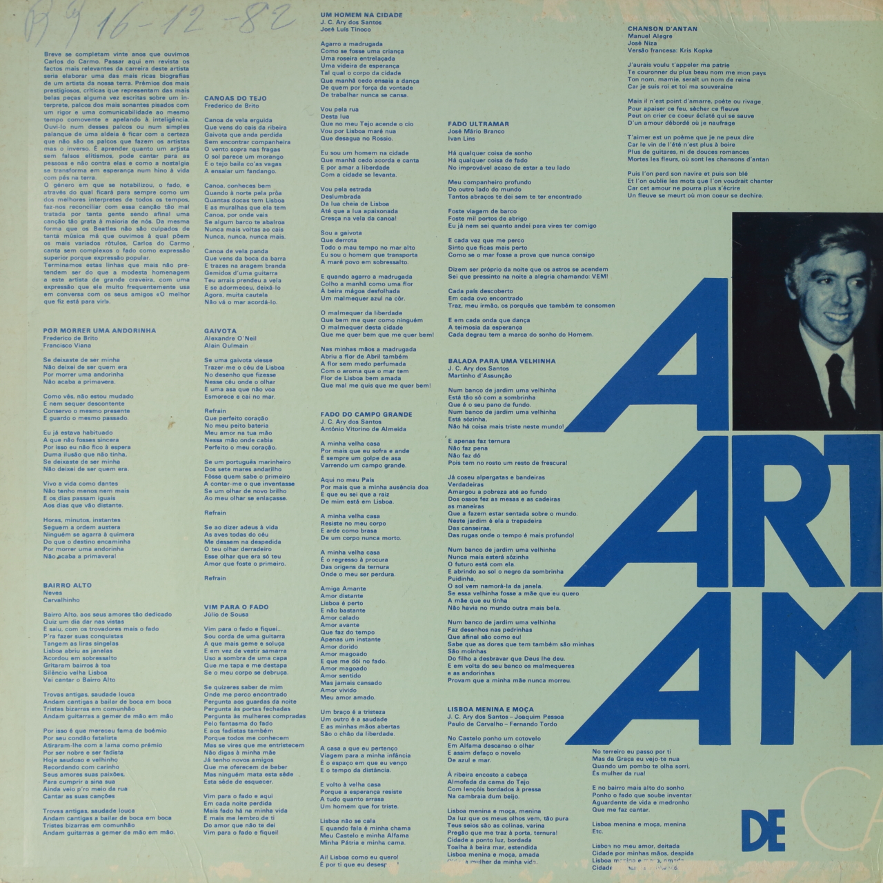 A arte e a música de Carlos do Carmo