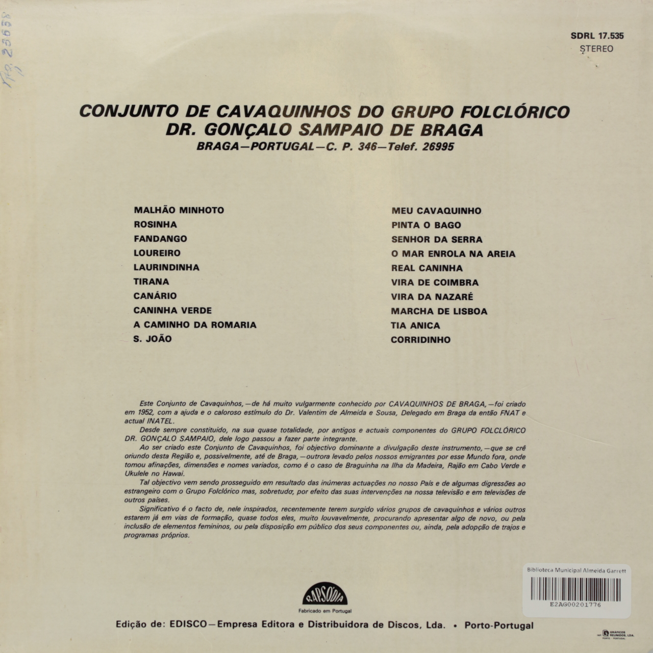 Conjunto de Cavaquinhos do Grupo Folclórico Dr. Gonçalo Sampaio de Braga