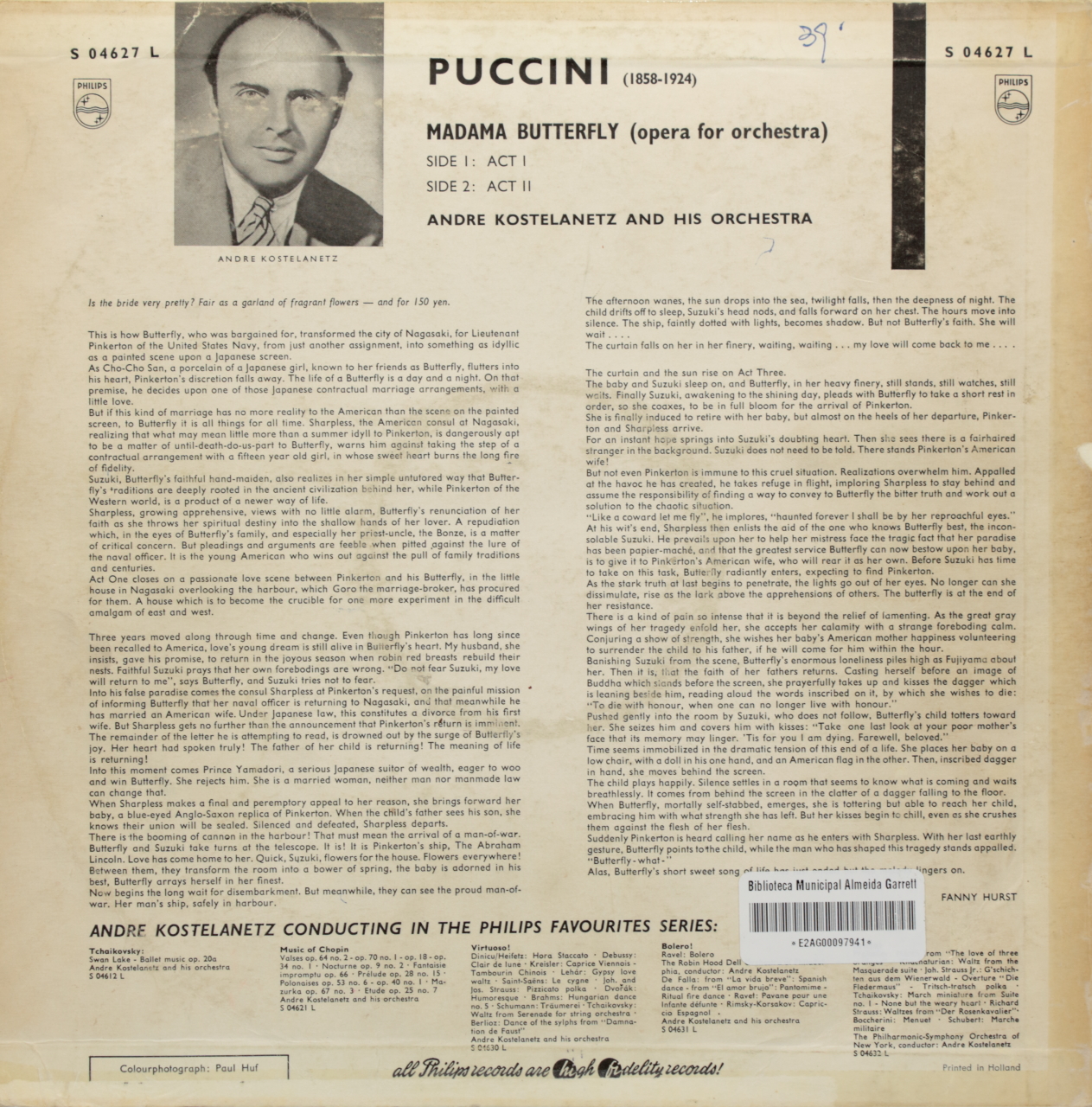 Puccini: Madame Butterfly; Grosser Opernquerschnitt für Orchester