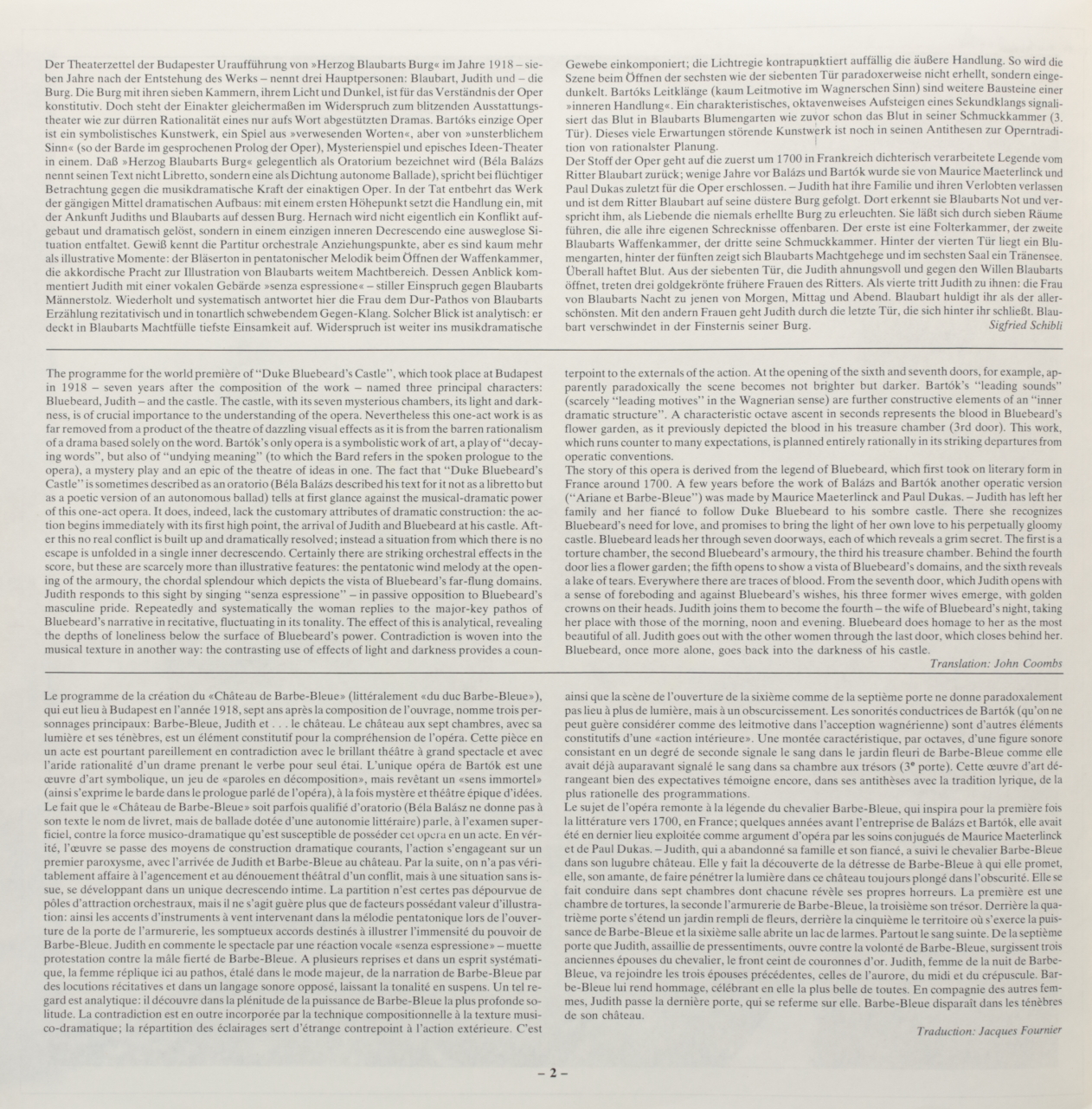 Bartók: Herzog Blaubarts Burg