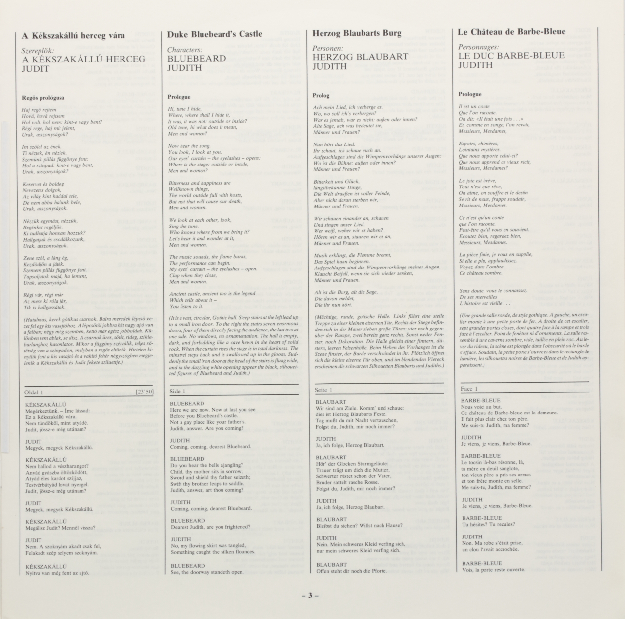Bartók: Herzog Blaubarts Burg