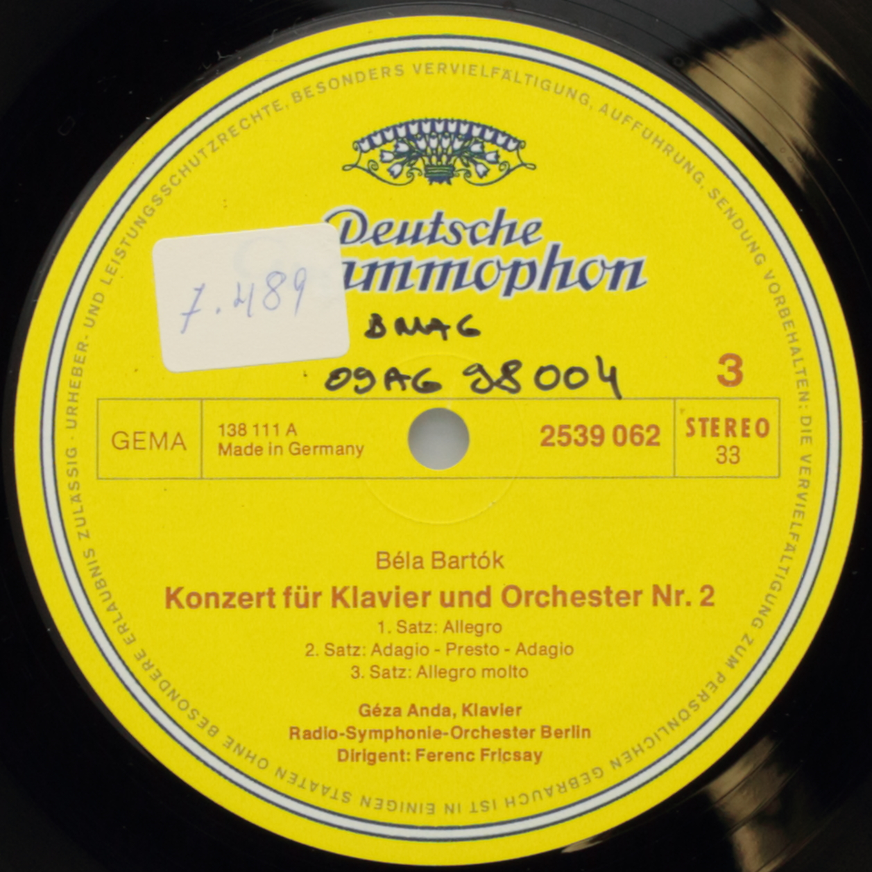 Bartók: Die drei Klavierkonzert / Rhapsodie fur klavier und orchester