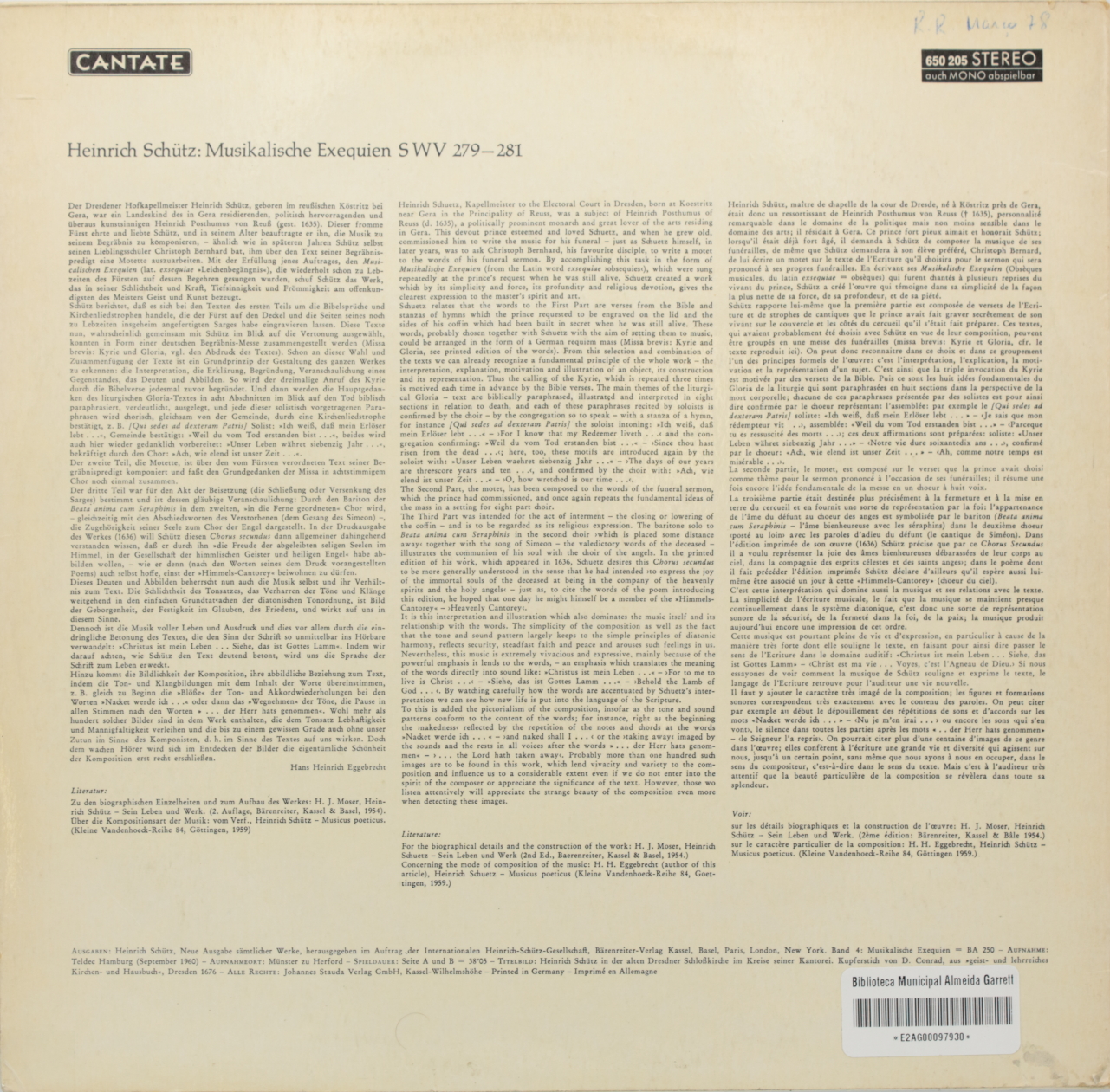 Schütz: Musikalische Exequien
