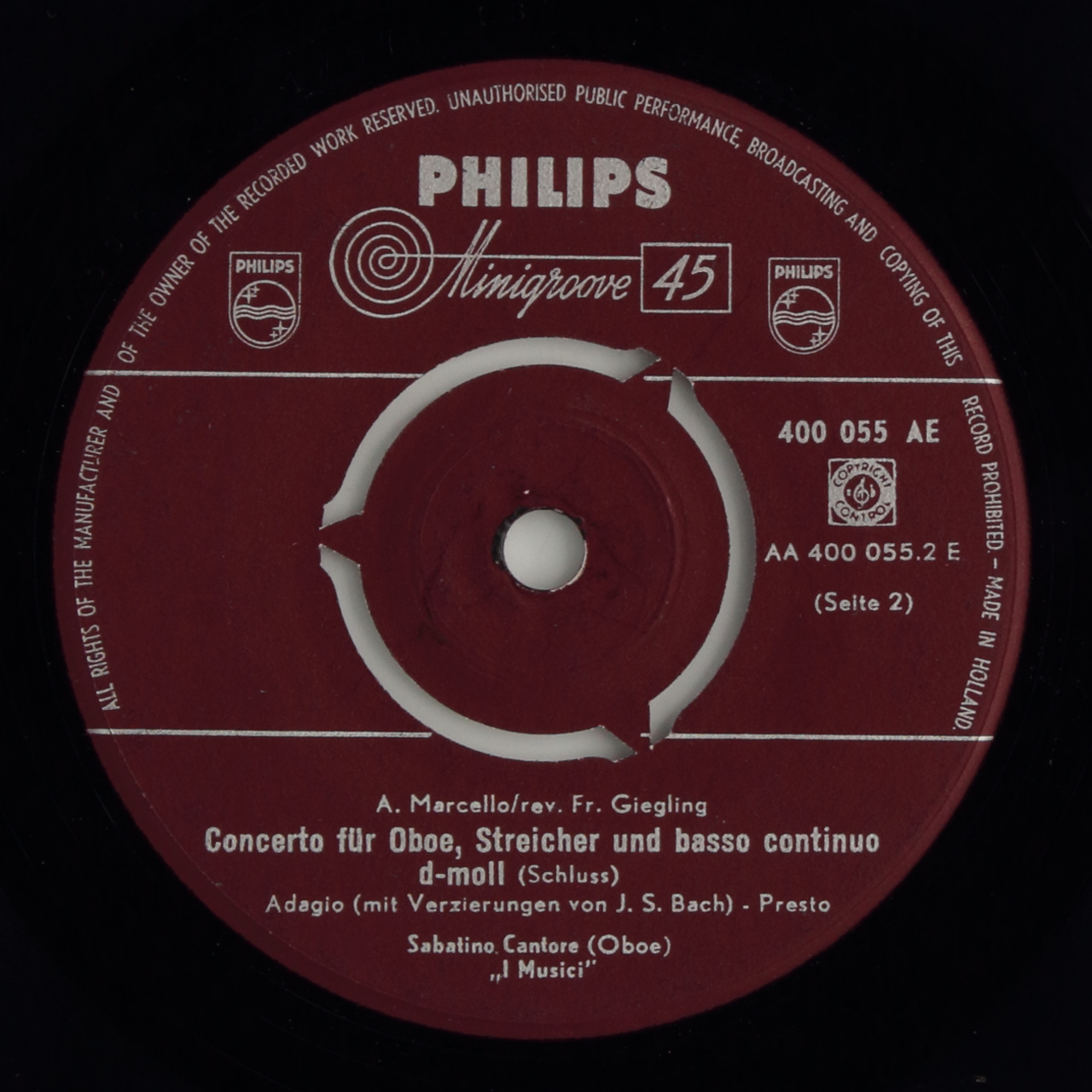 Marcello: Concerto for oboe, strings and thorough-bass