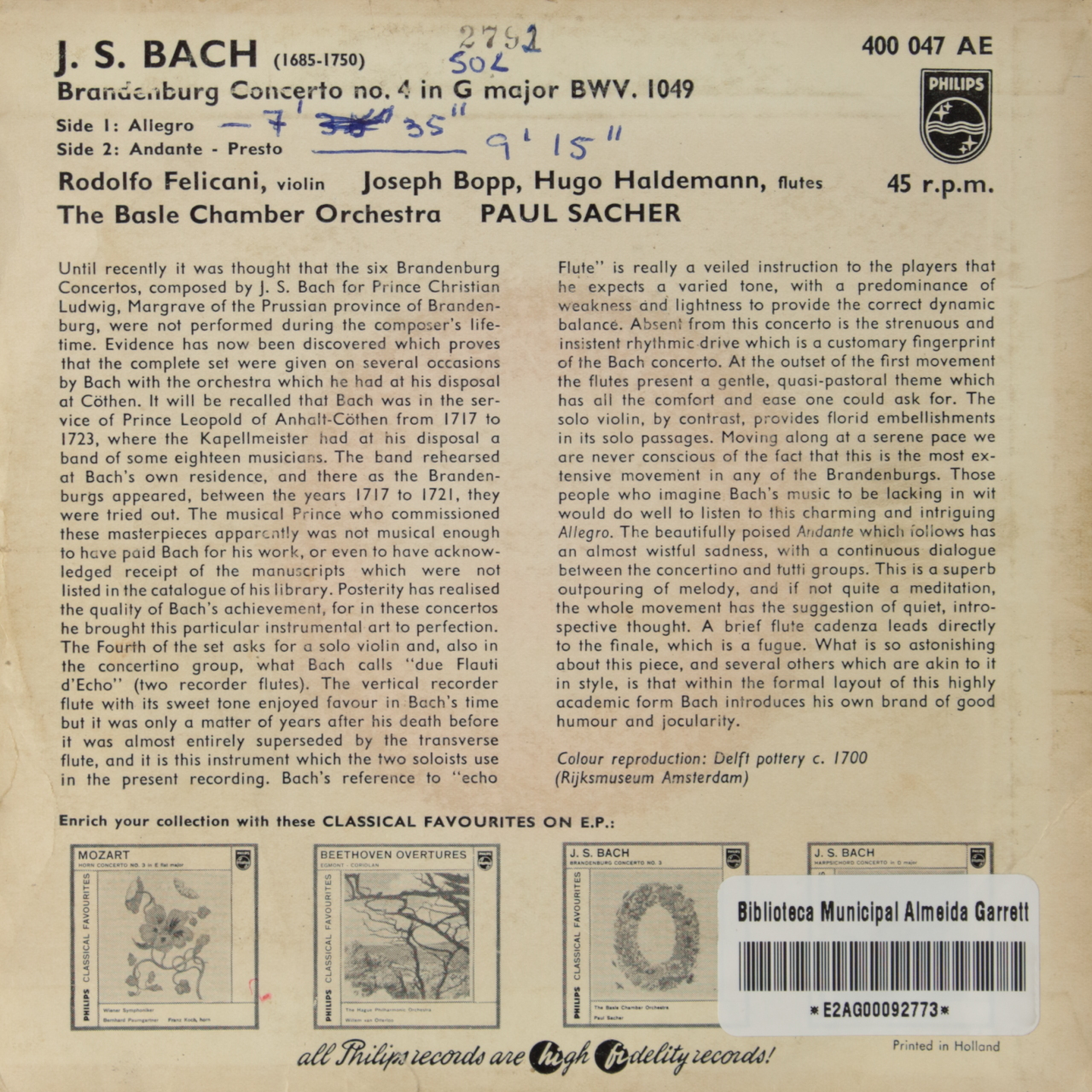 Bach: Brandeburg Concerto No. 4