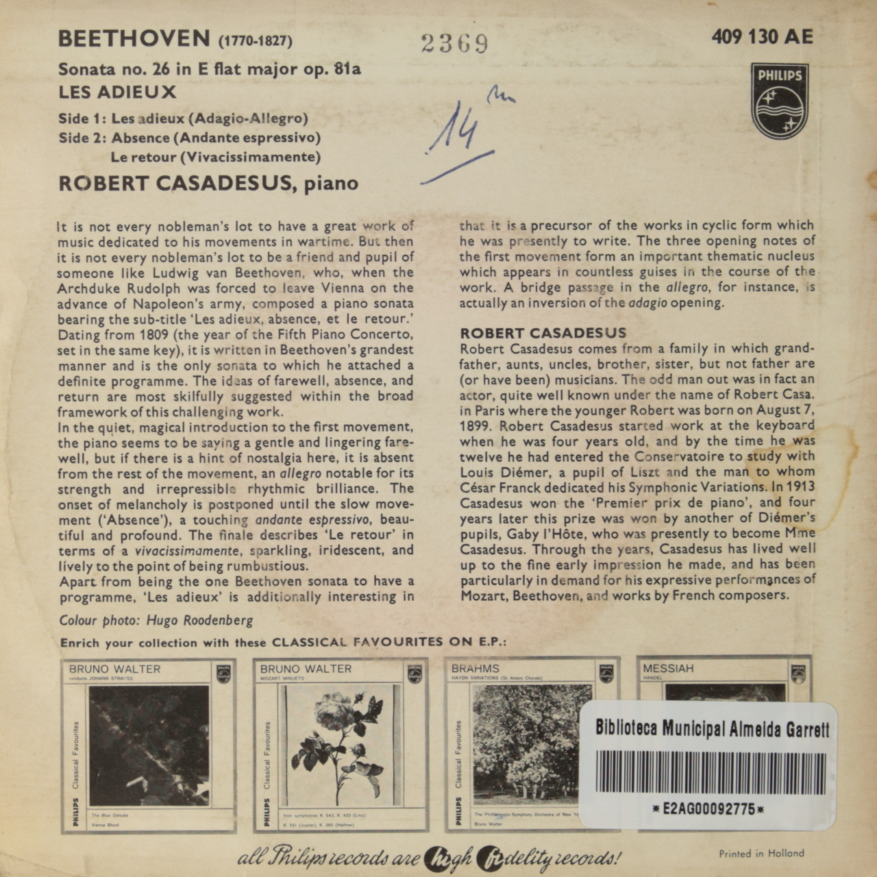 Beethoven: Les Adieux - Sonata no. 26 in E flat major op. 81a