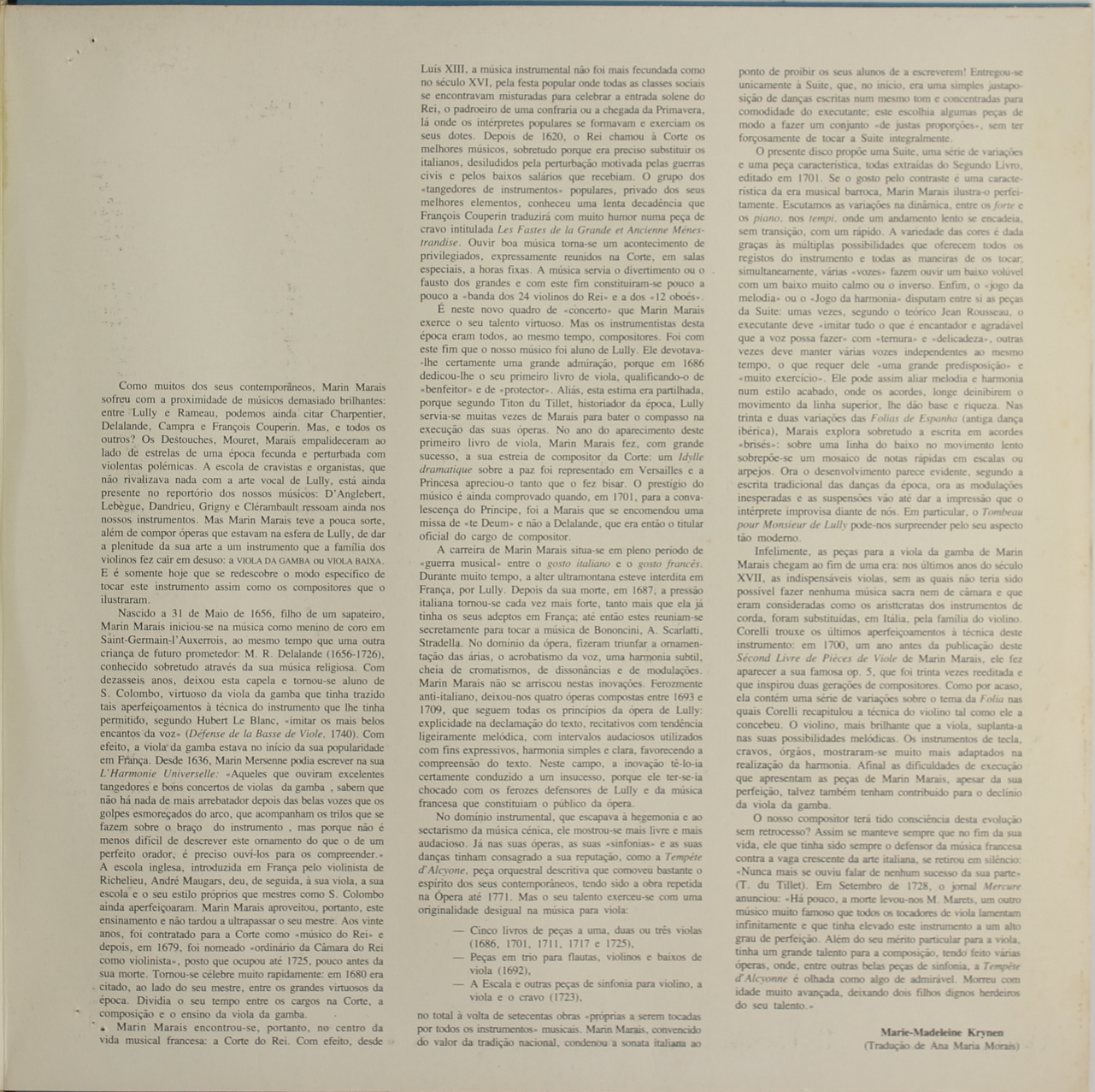 Marais: Pieces de viole du second livre 1701