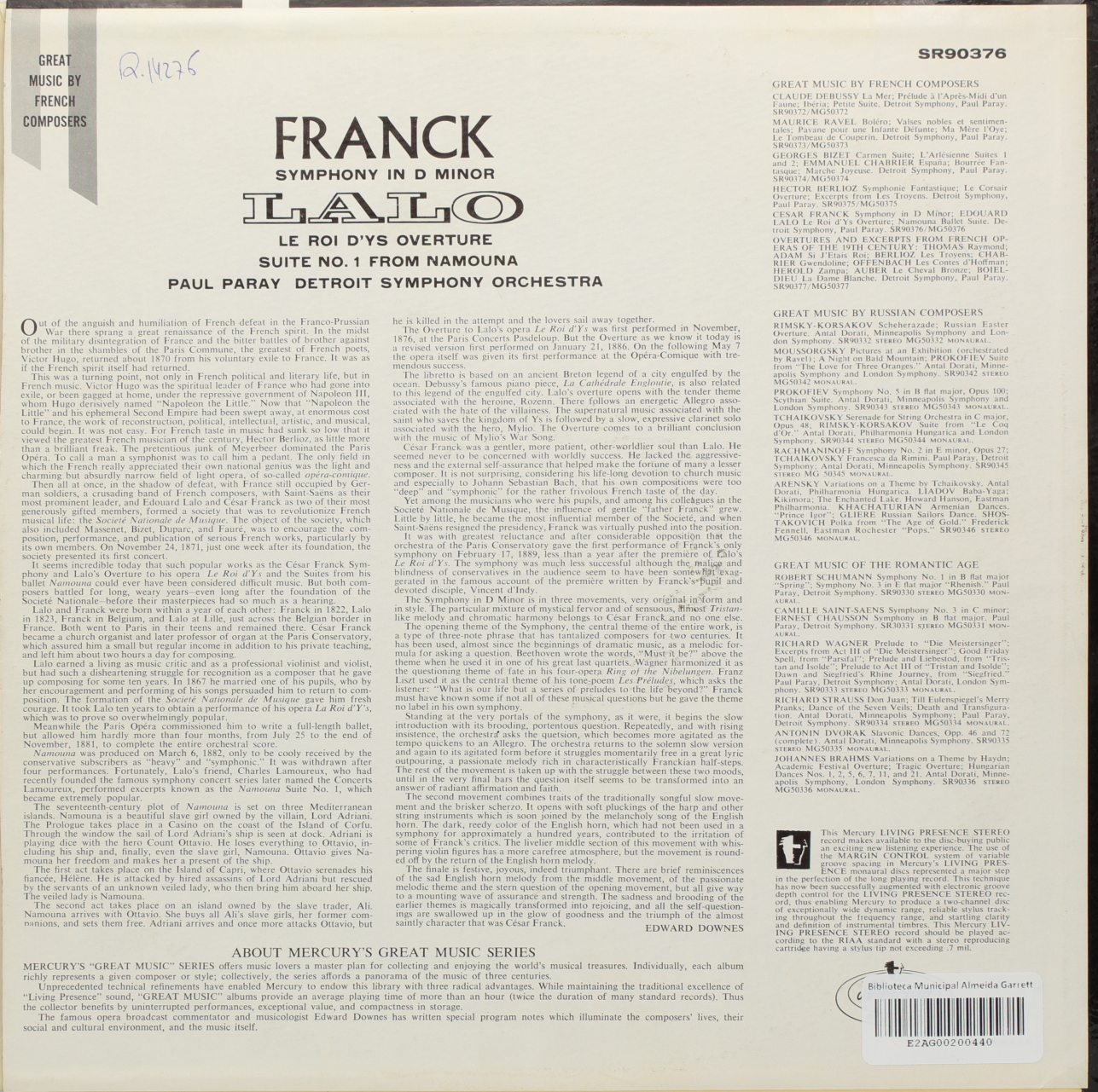 Franck: Symphony in D minor / Lalo: Overture to Le Roi DYs; Suite Nº1 from Namouna