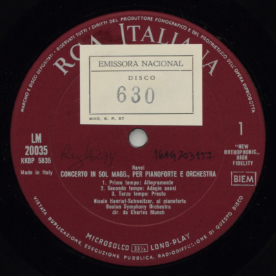 Ravel: Concerto in Sol magg., per pianoforte e orchestra; Ma mère l'oye
