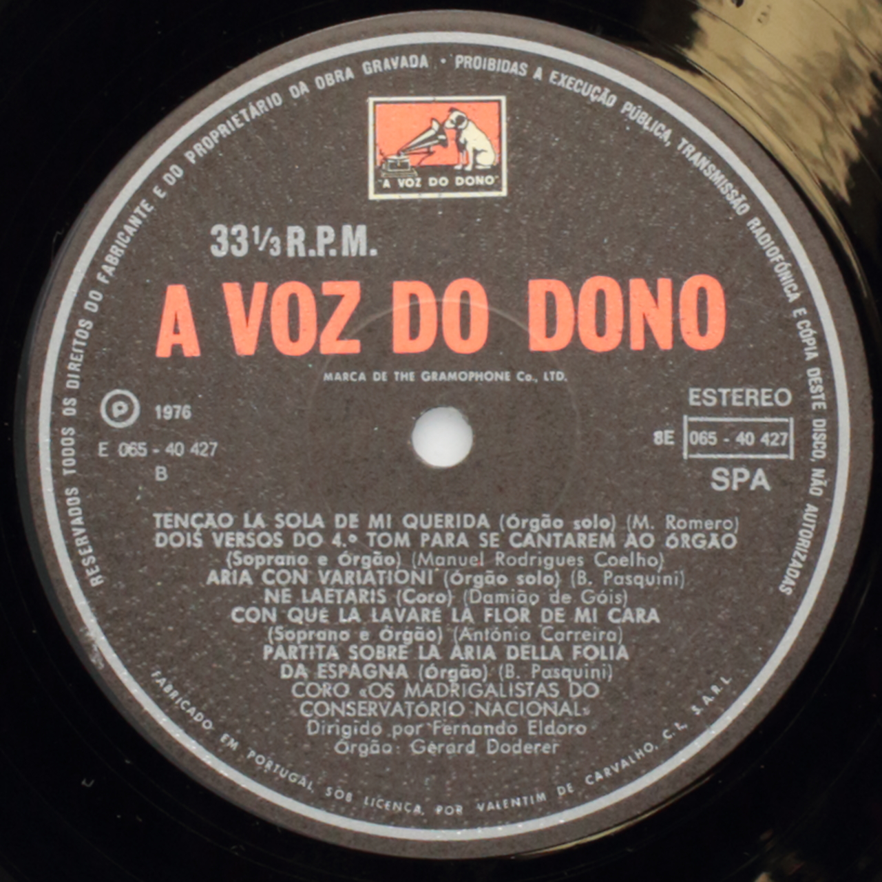 Música vocal e música de órgão dos sec. XVI, XVII e XVIII