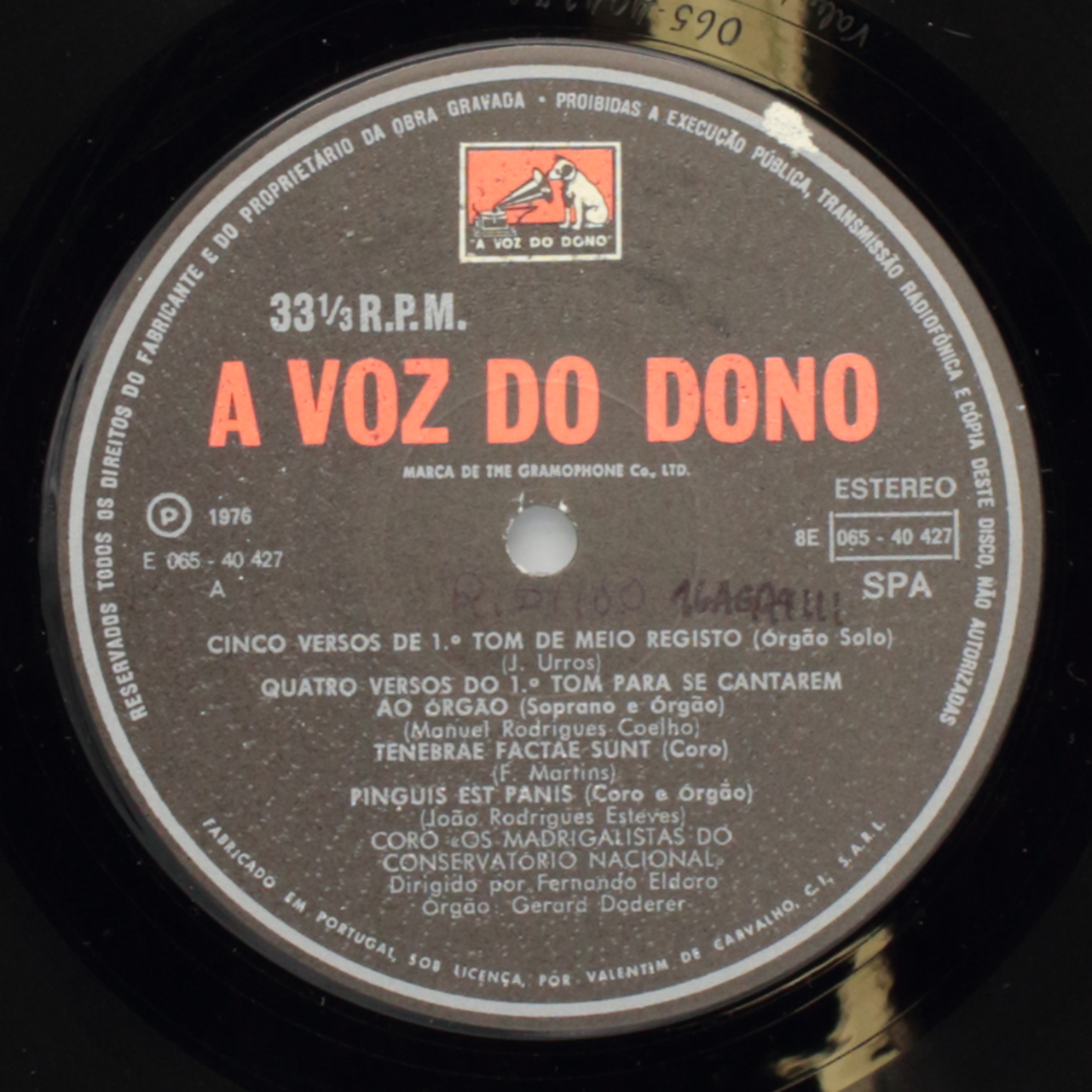 Música vocal e música de órgão dos sec. XVI, XVII e XVIII