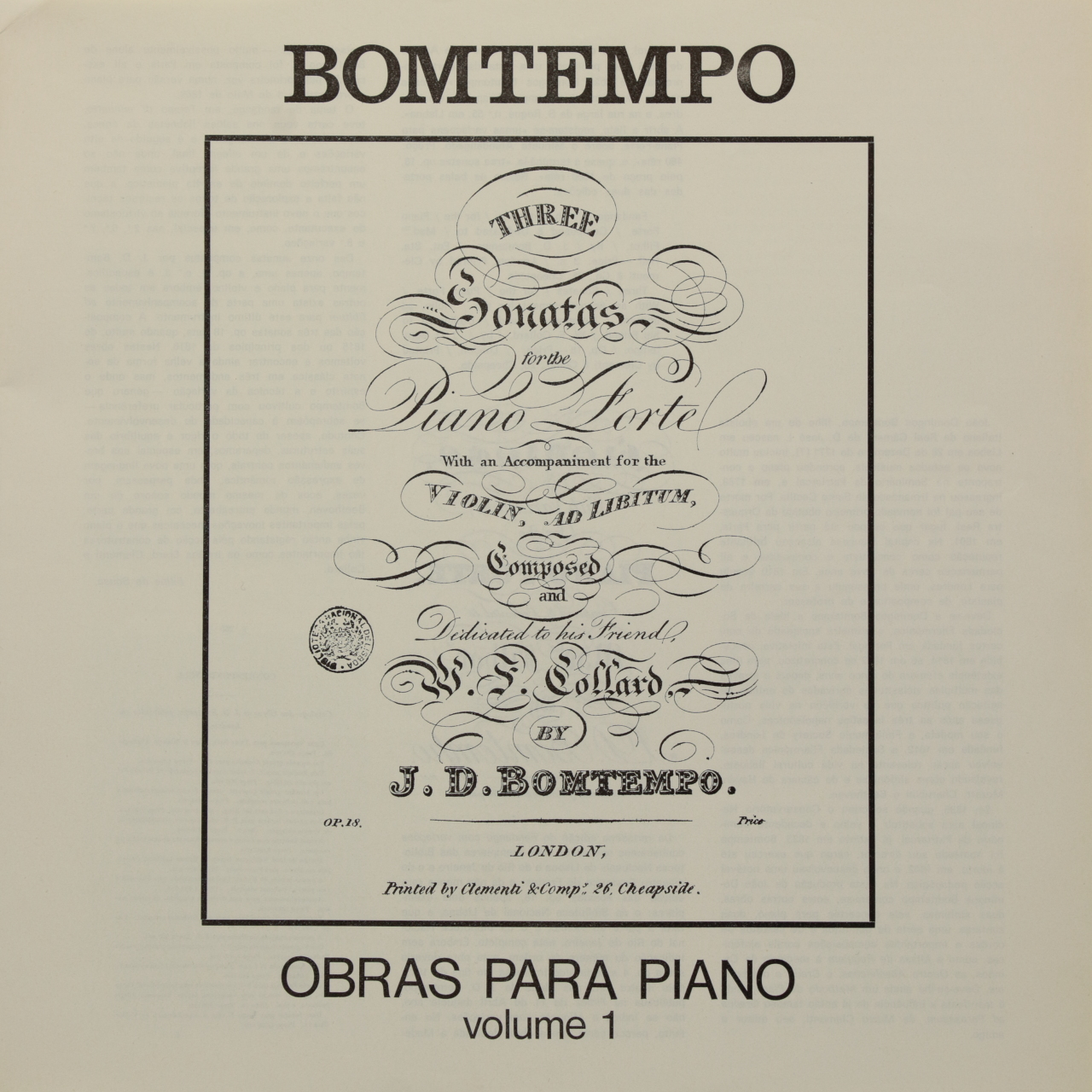 Bomtempo: Obras para Piano - Volume 1