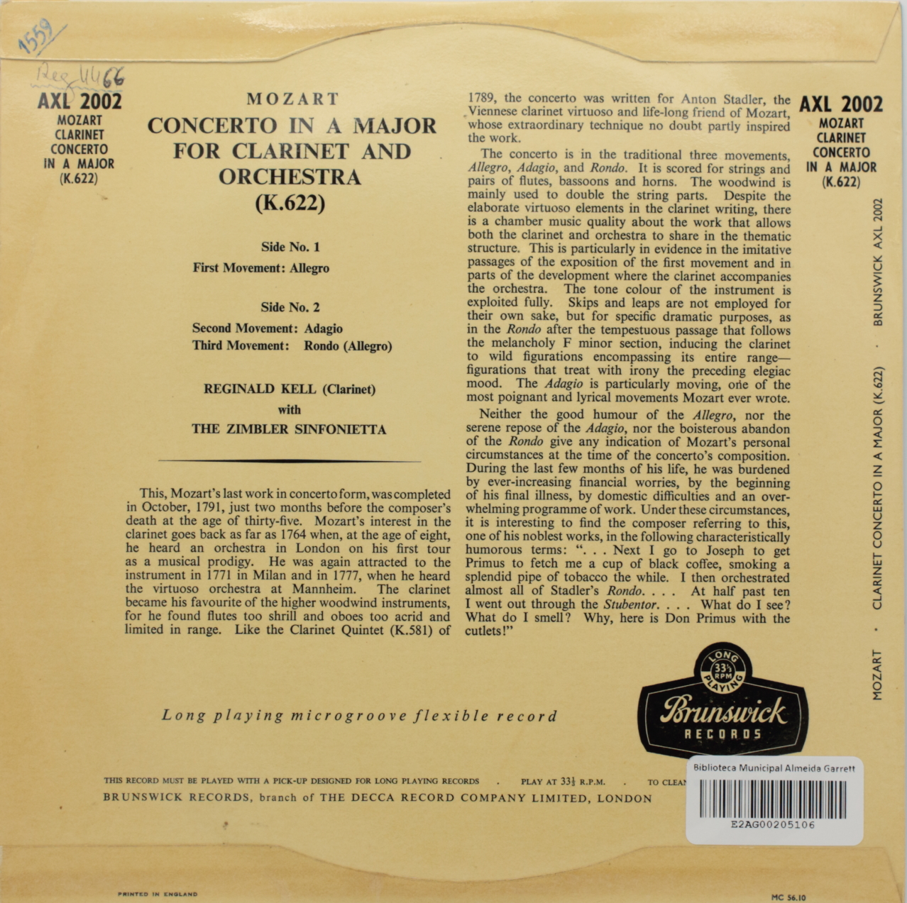 Mozart: Concerto in A major for Clarinet and Orchestra