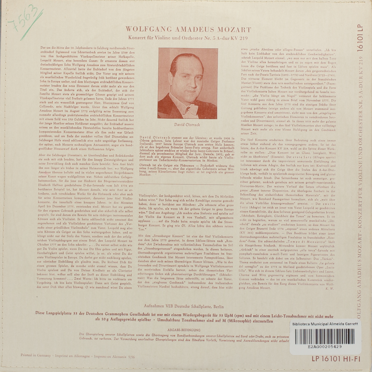 Mozart: Konzer für Violine und Orchester Nr. 5, A-dur KV 219