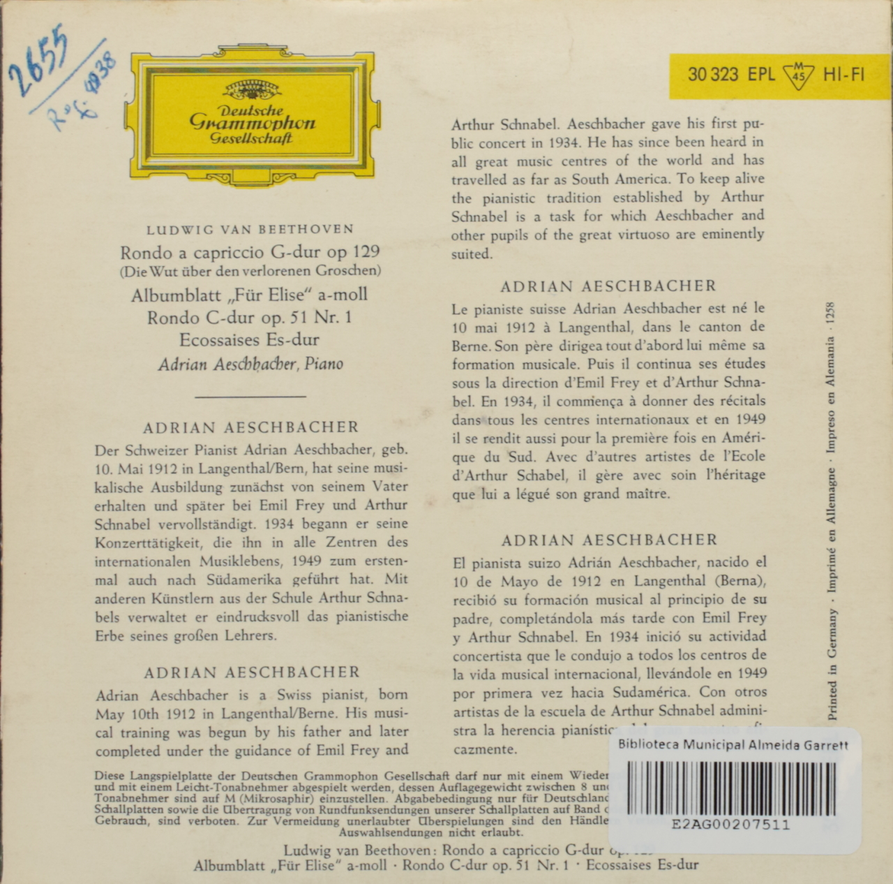 Beethoven: Rondo a capriccio G-dur op. 129 (Die Wut uber den verlorenen Groschen); Albumblatt 