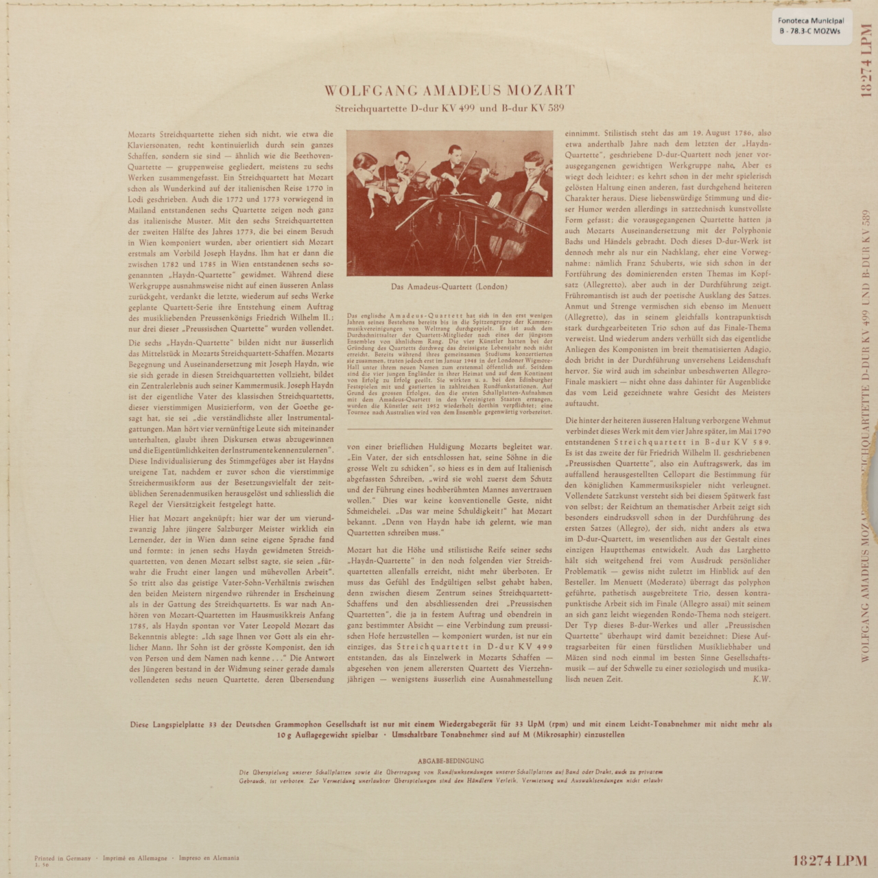 Mozart: Streichquartett D-dur KV 499; Streichquartett B-dur KV 589