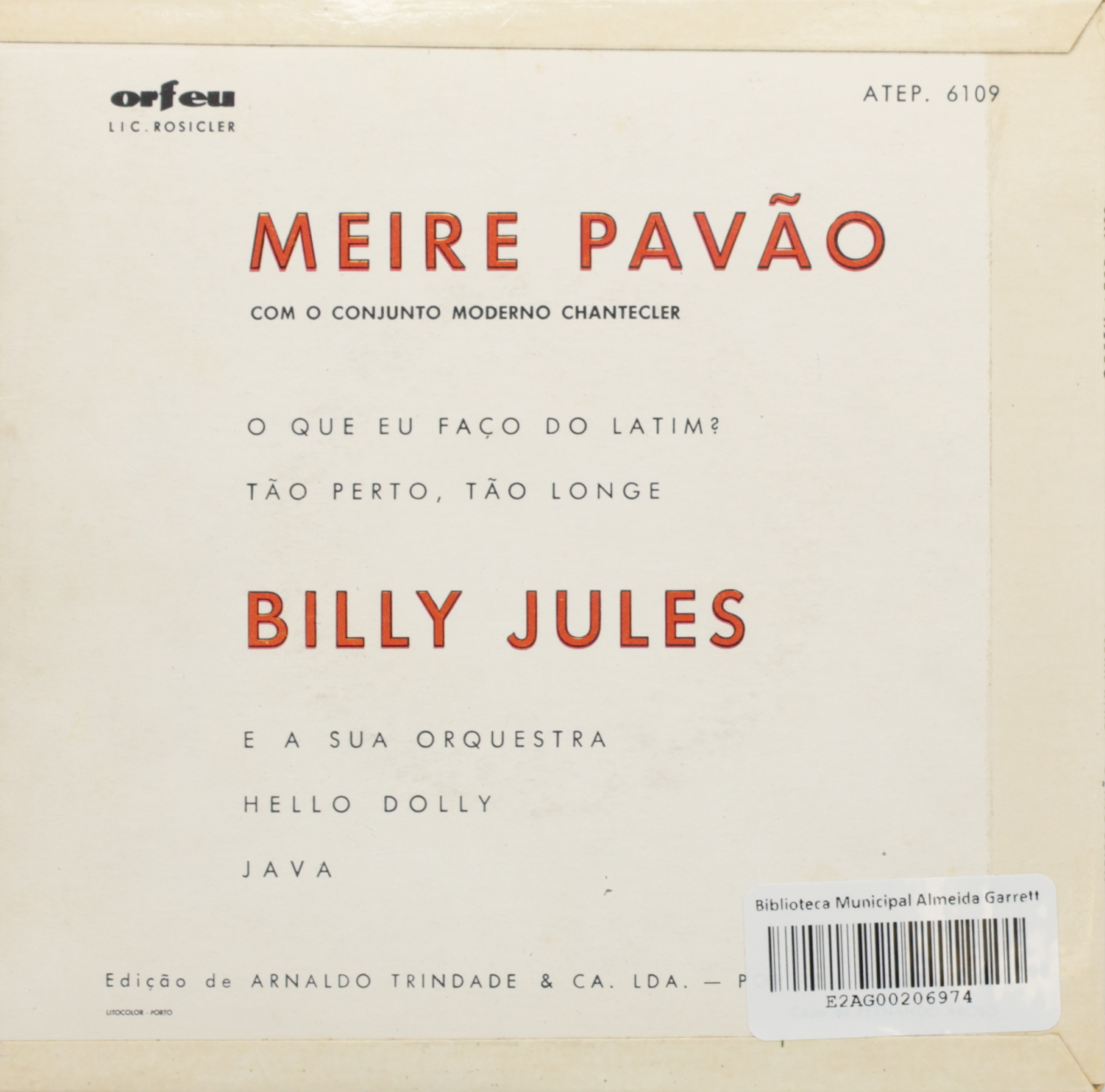 Meire Pavão e Billy Jules e sua orquestra