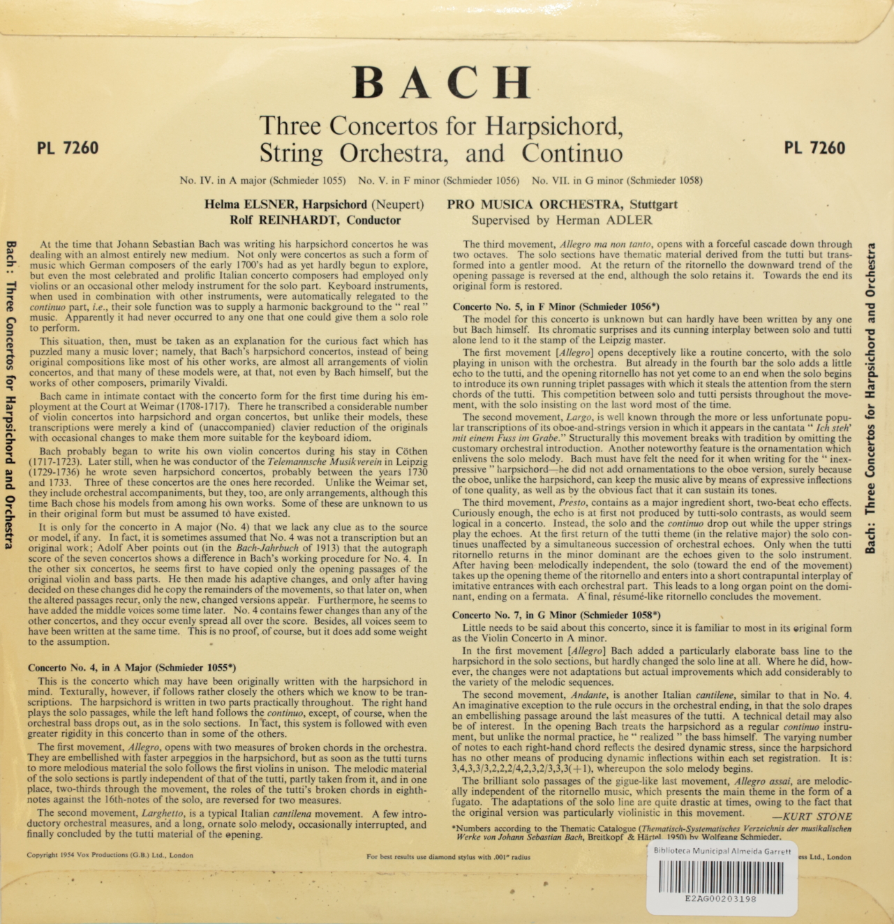 Bach: Three Concertos for Hapsichord and String Orchestra