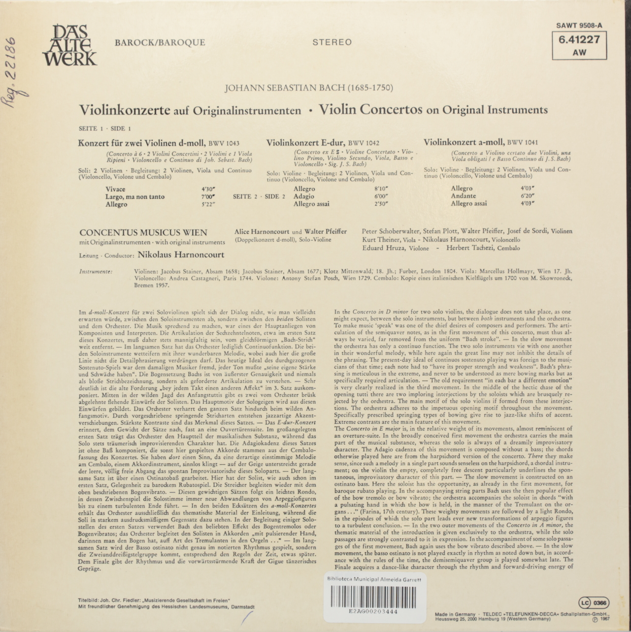 Bach: Violinkonzerte auf Originalinstrumenten