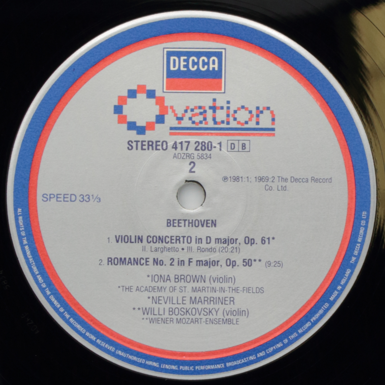 Beethoven: Violin Concerto; Romance Nº 2