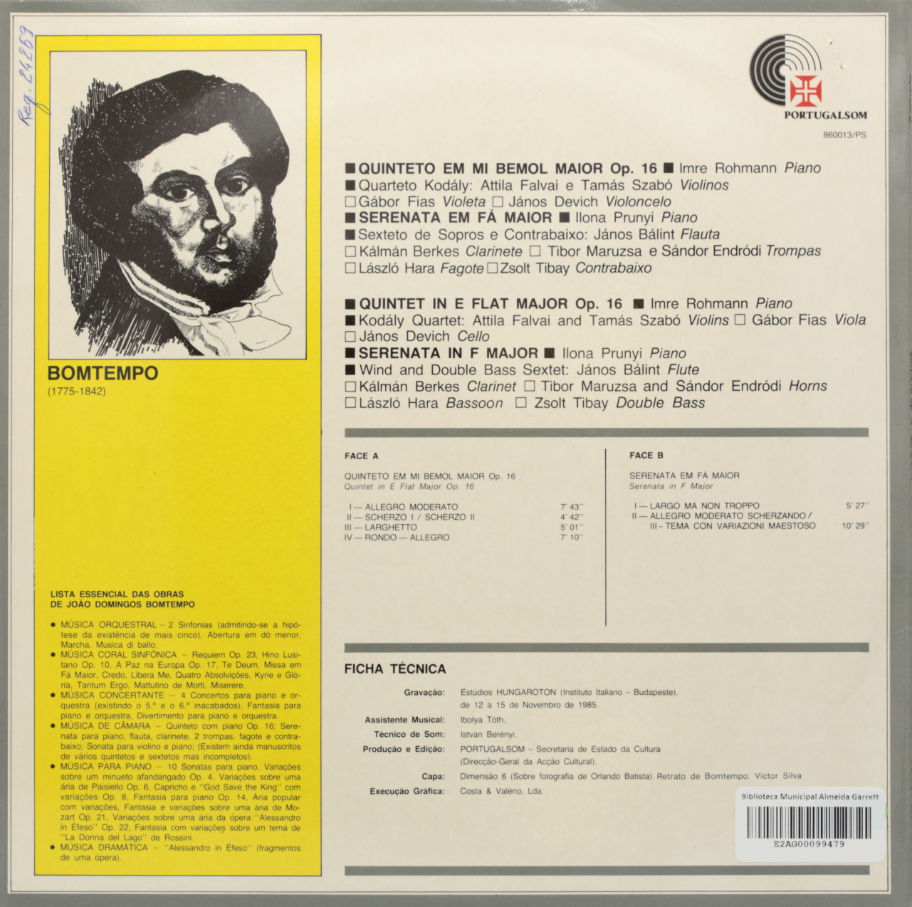 Bomtempo: Quinteto op. 16; Serenata