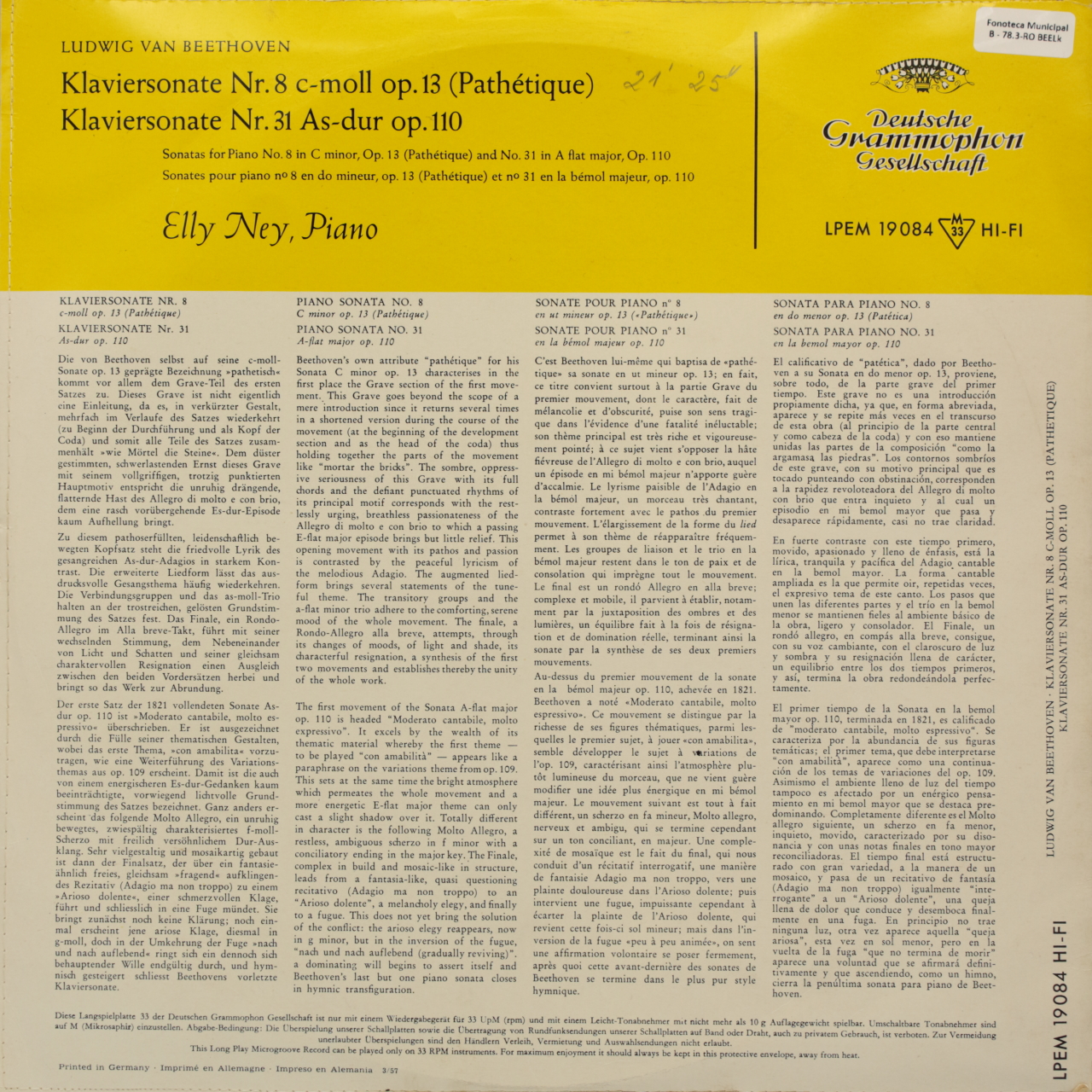 Beethoven: Klaviersonate Nr. 8 c-moll op. 13 (Pathétique); Klaviersonate Nr. 31 As-dur op. 110