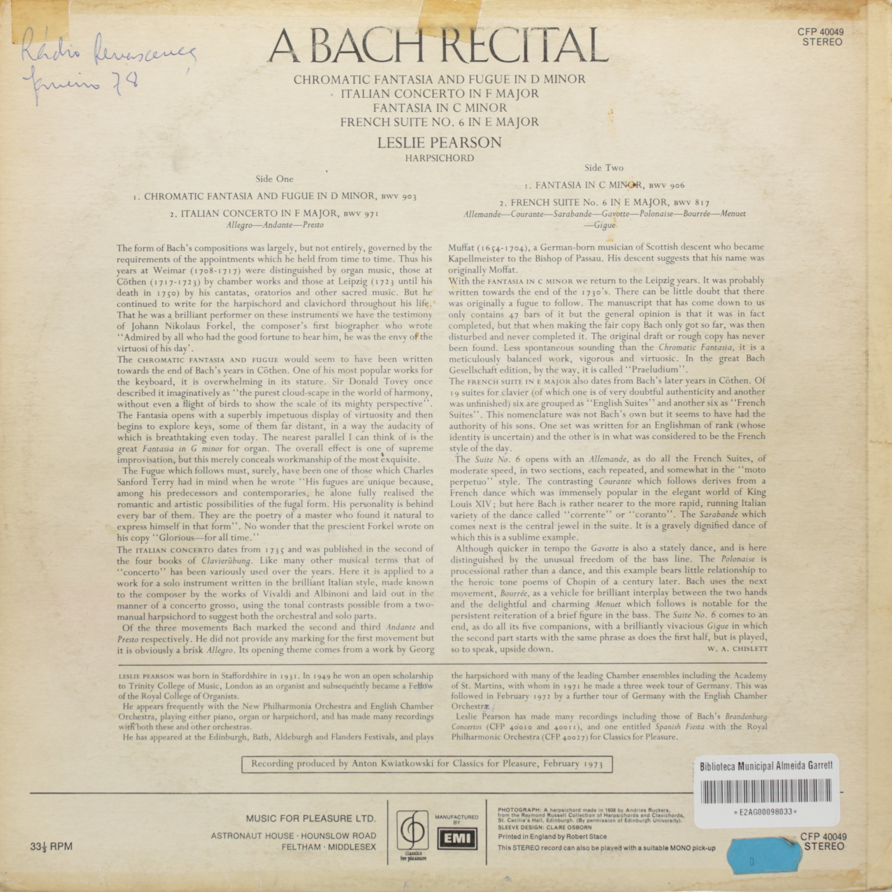 A Bach Recital