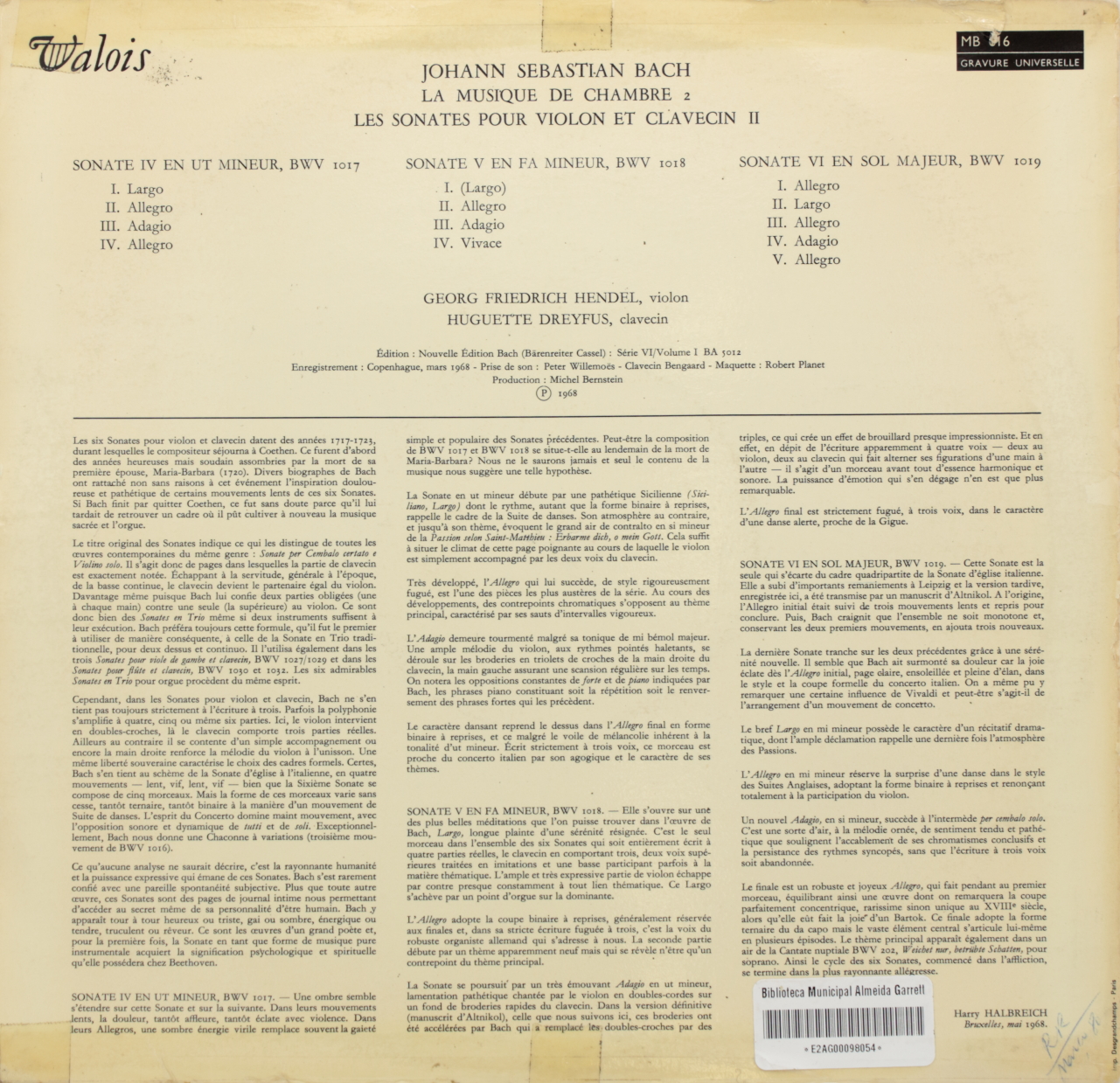 Bach: La musique de chambre 2 - Les sonates pour violon et clavecin Volume II