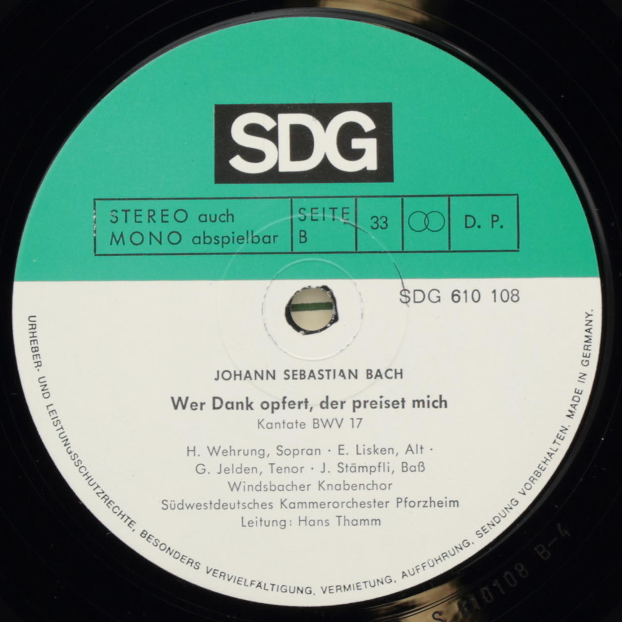 Bach: Unser Mund sei voll Lachens Kantate BWV 110; Wer Dank opfert, der preiset mich Kantate BWV 17