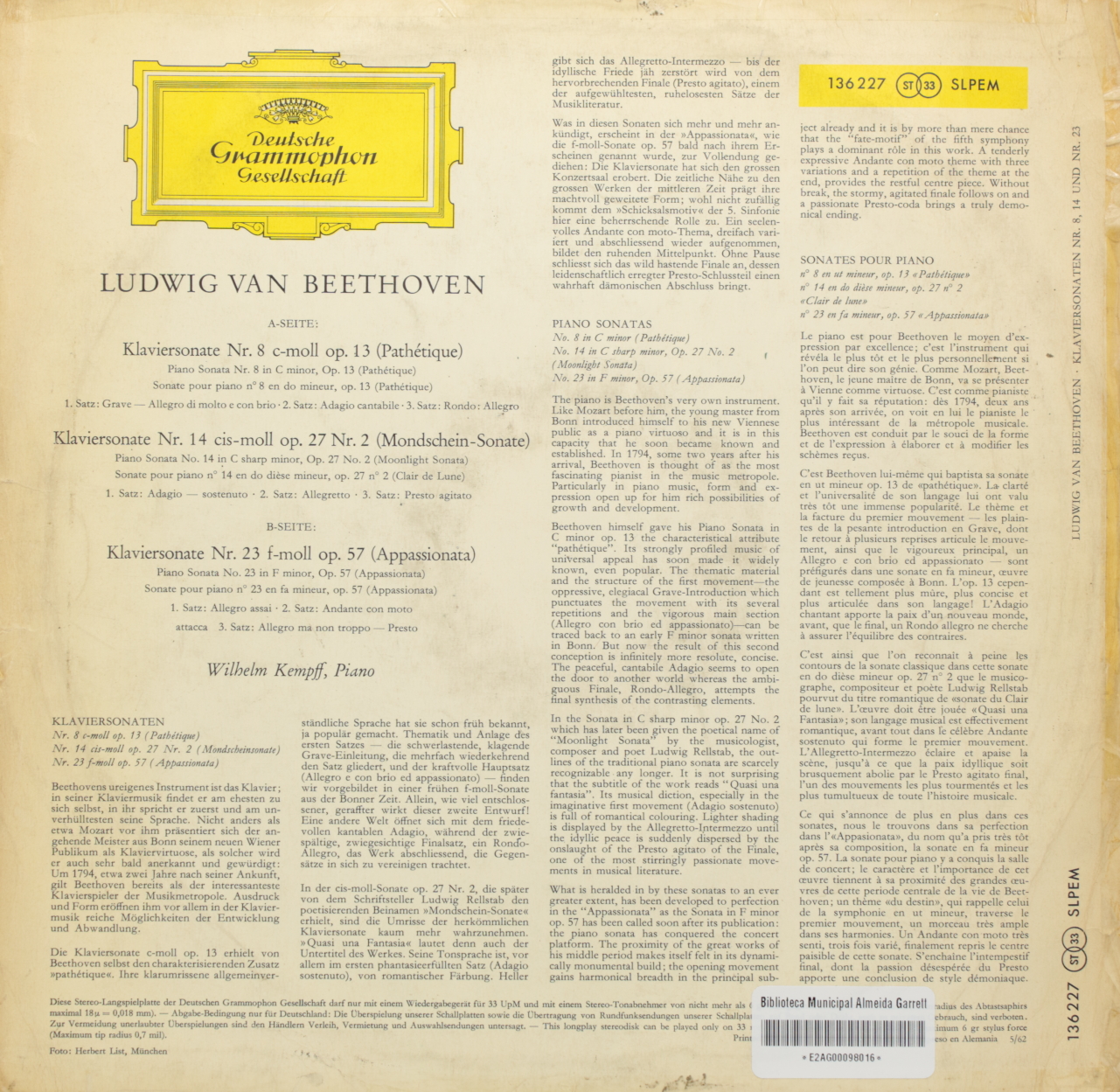 Beethoven: Sonaten Pathétique; Mondschein-Sonate; Apassionata
