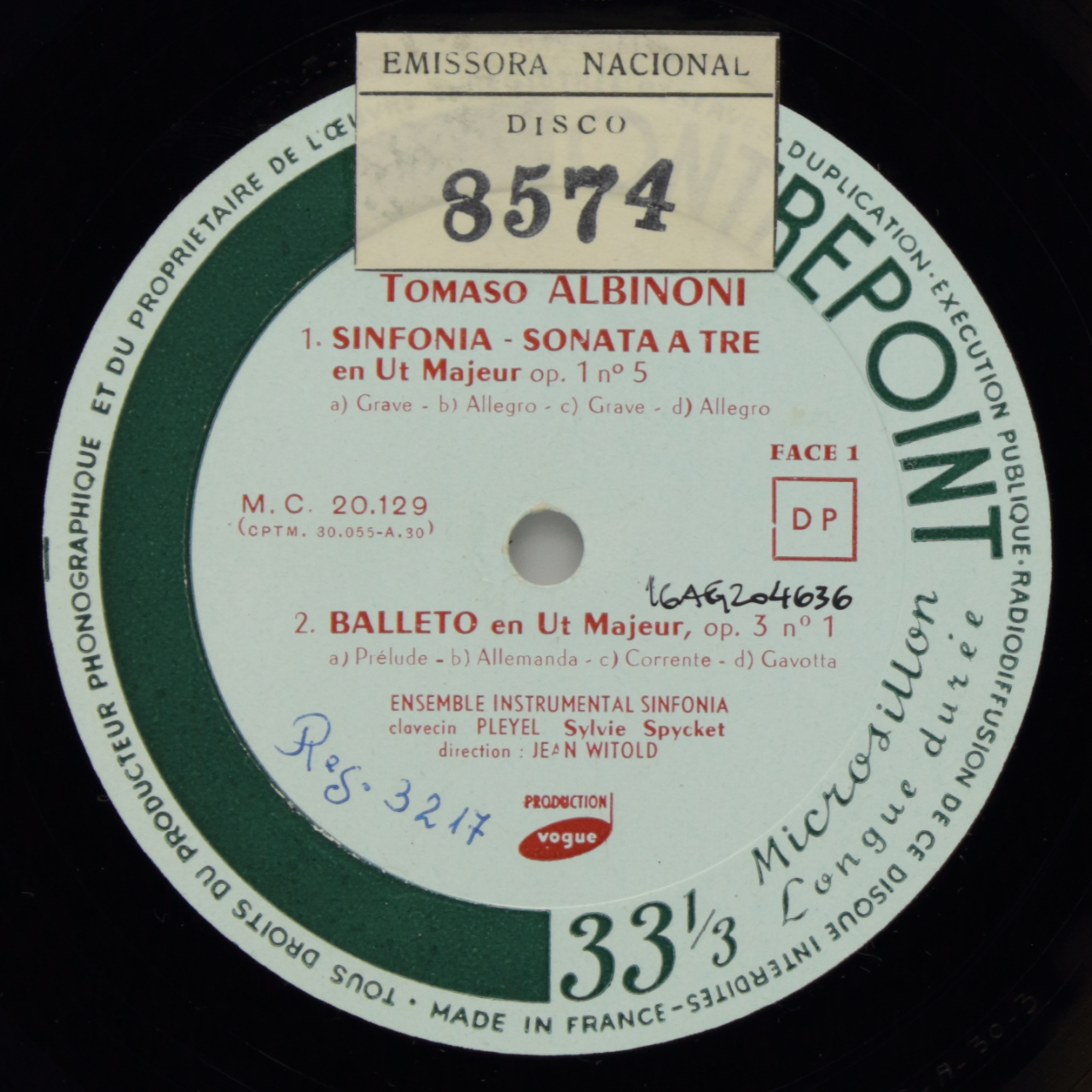 Albinoni: Sinfonia - Sonata a tre en Ut Majeur, Op. 1 Nº 5; Ballet, Op. 3 en Ut Majeur Nº 1; Balle