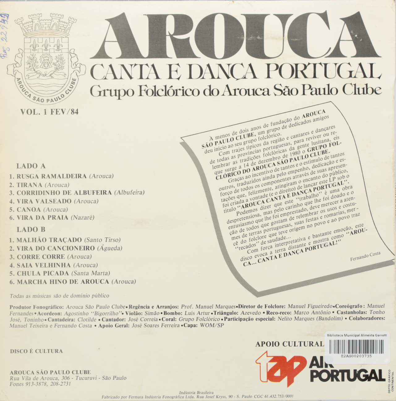Arouca, Canta e dança Portugal Volume 1