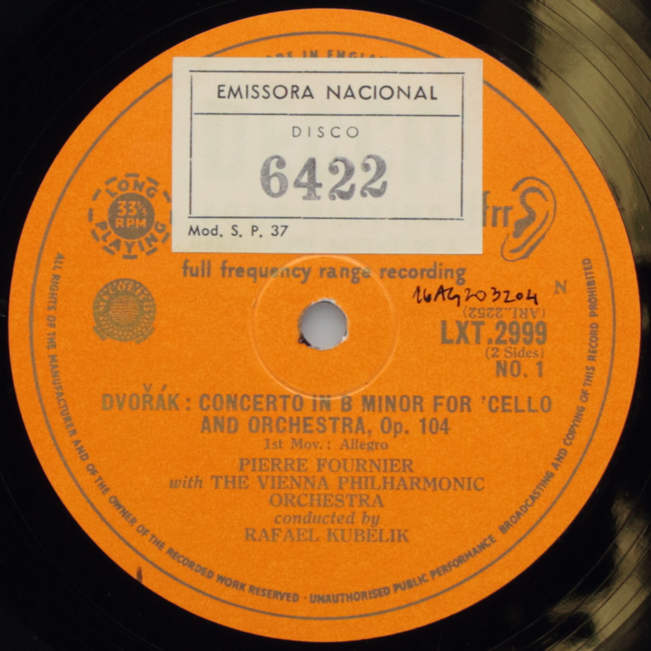 Dvorak: Concerto in B minor for Cello and Orchestra Opus 104