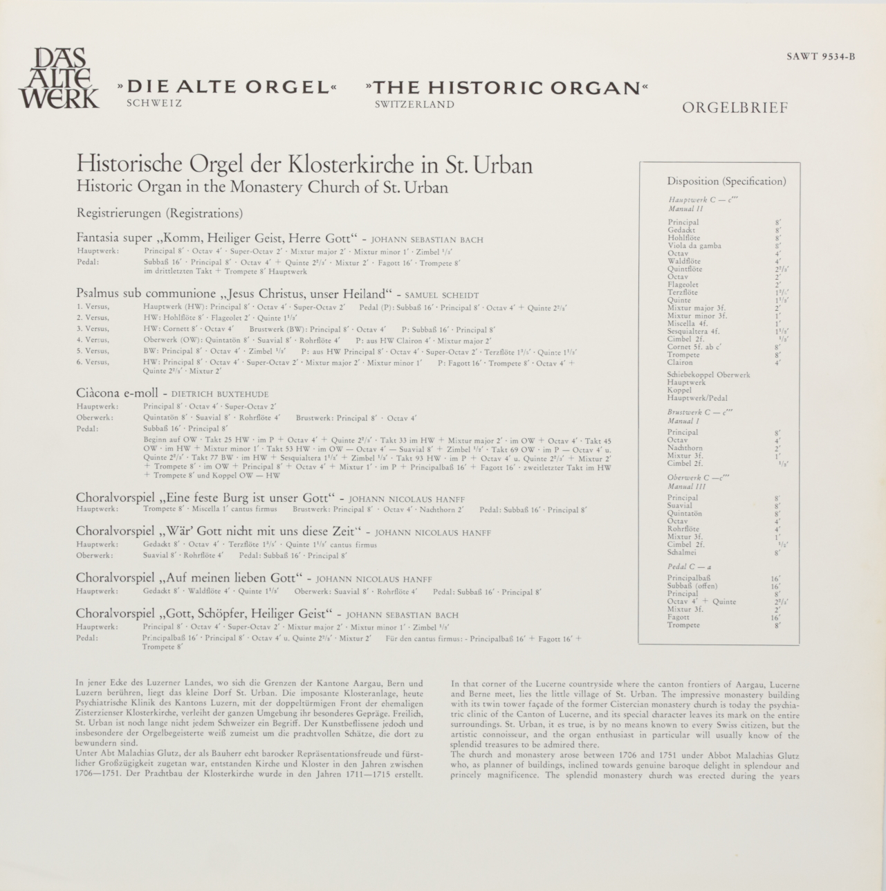 Die Alte Orgel - Historische Orgel der Klosterkirche St. Urban