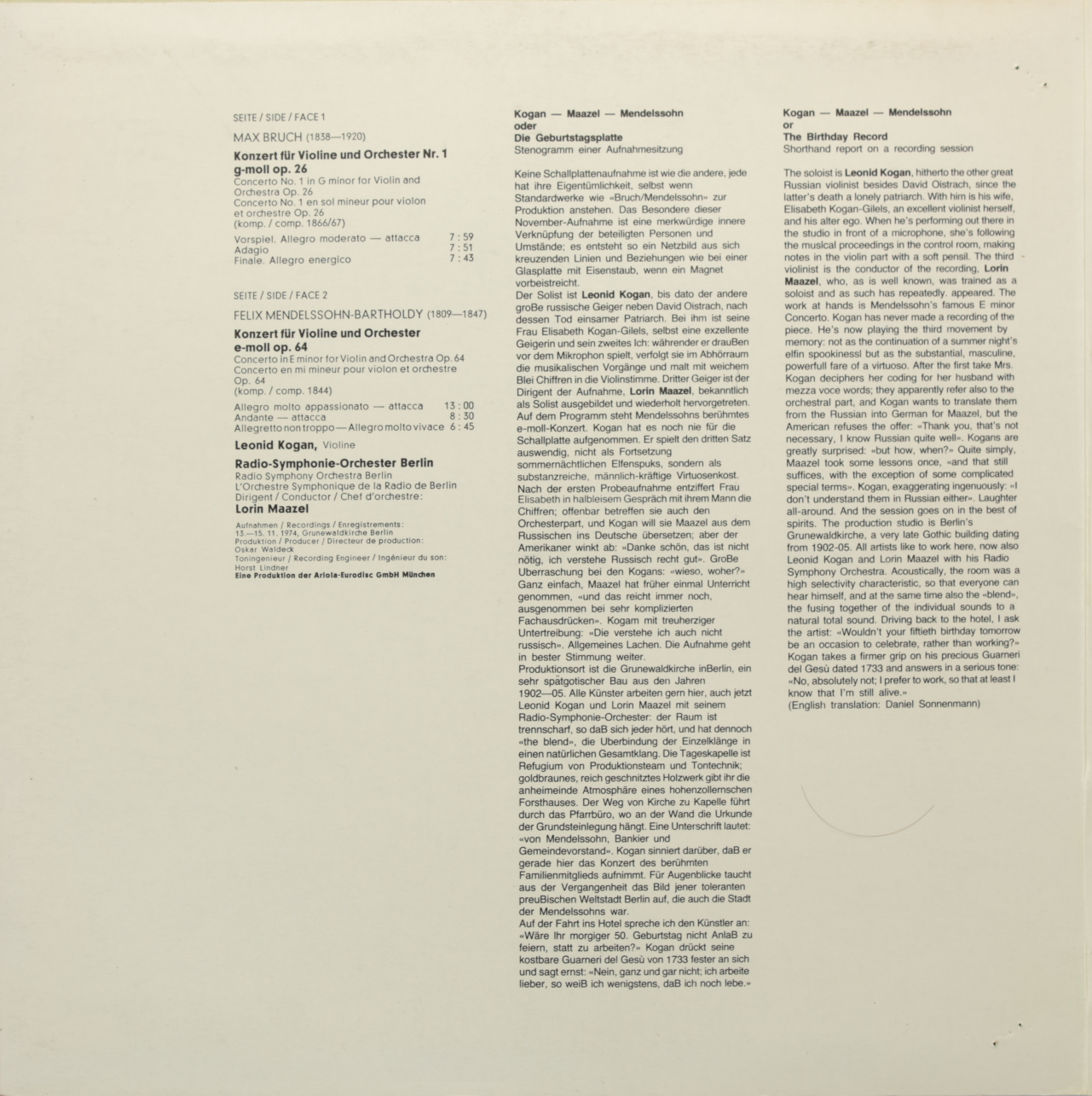 Bruch / Mendelssohn: Die Violinkonzert