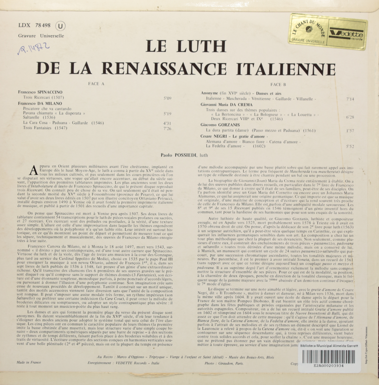 Le Luth de la Renaissance Italiene