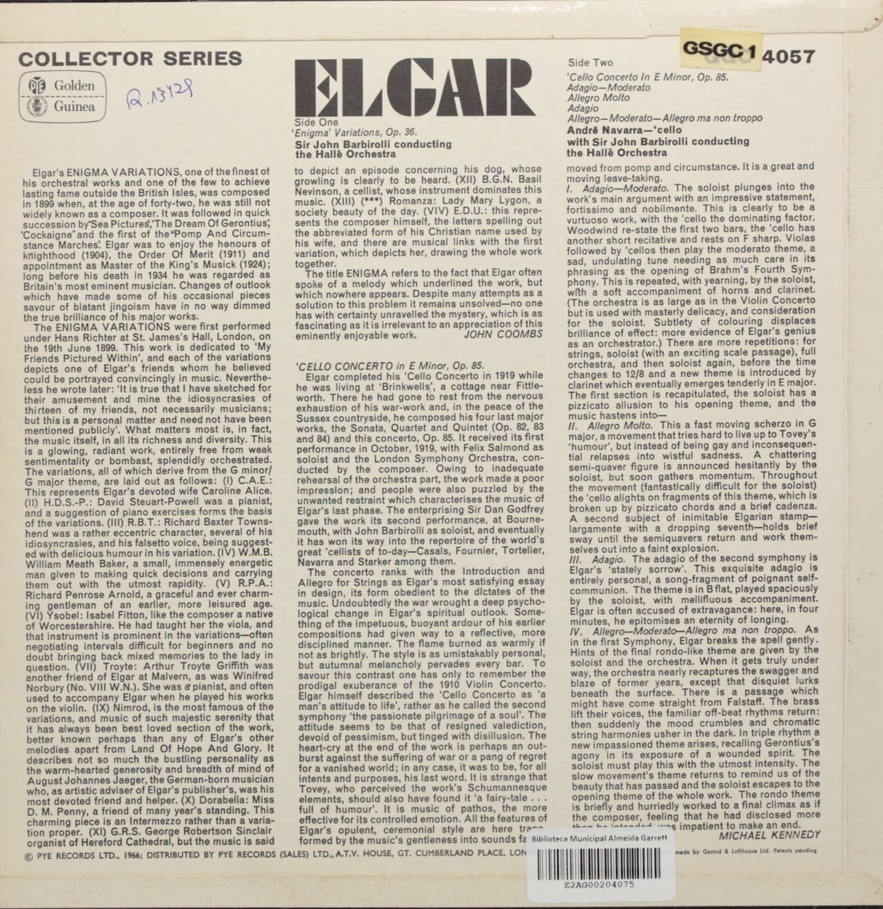 Elgar: Enigma Variations, Op. 36; Cello Concerto in E minor, Op. 85