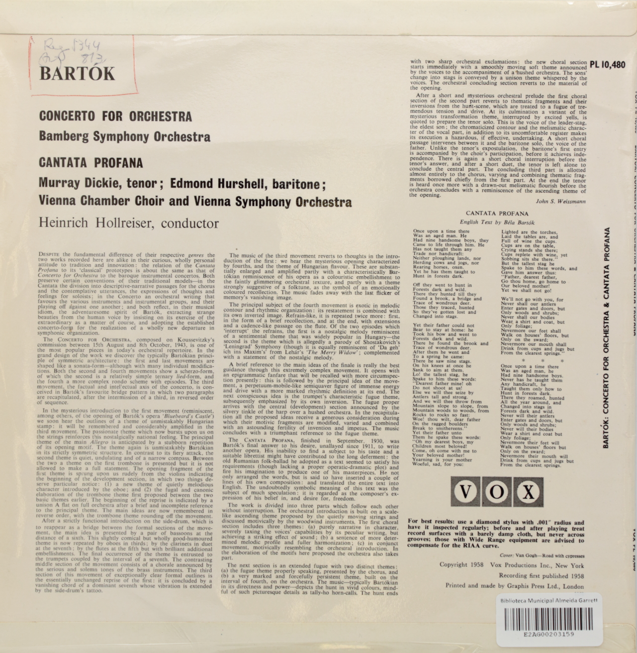 Bartók: Concerto for Orchestra; Cantata Profana