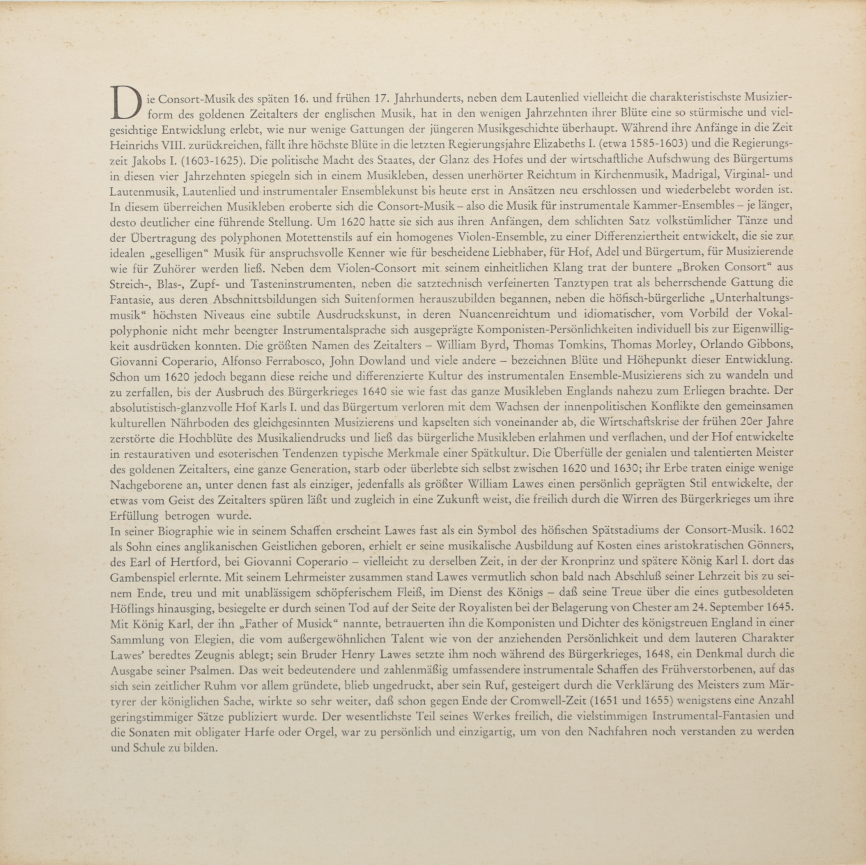 Lawes, Byrd: Englische Consort-Musik