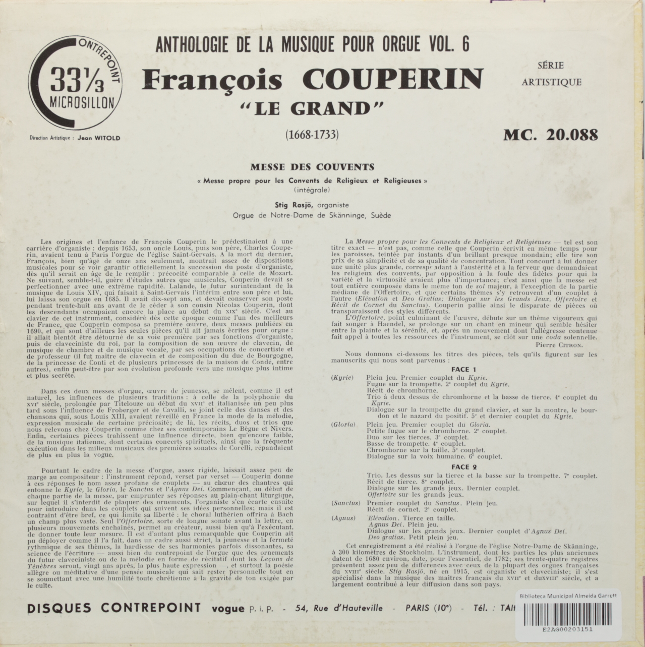 Anthologie de la Musique pour Orgue, Vol. 6 - Couperin: Messe des Convents