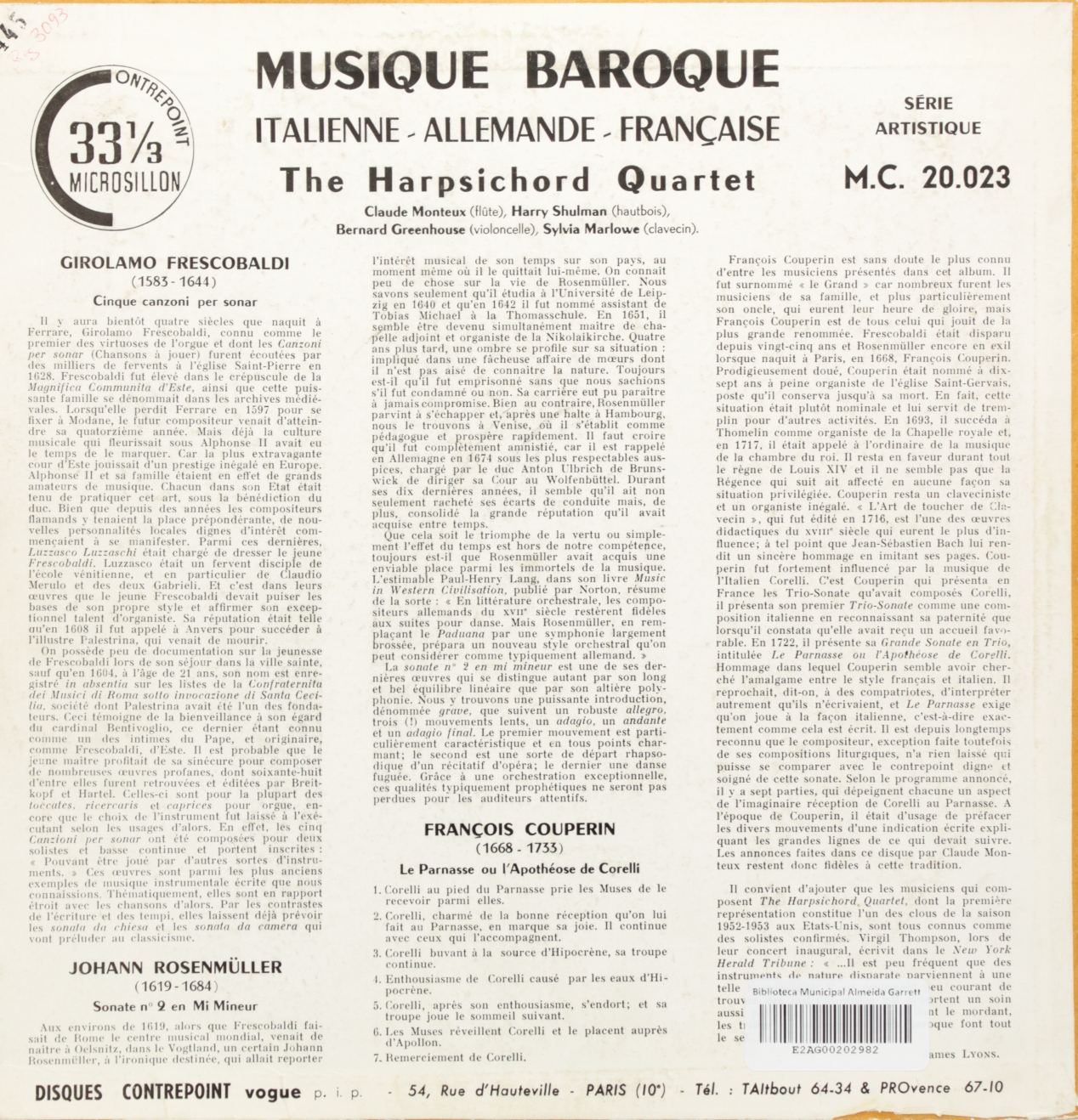 Musique Baroque Italienne, Allemande et Français