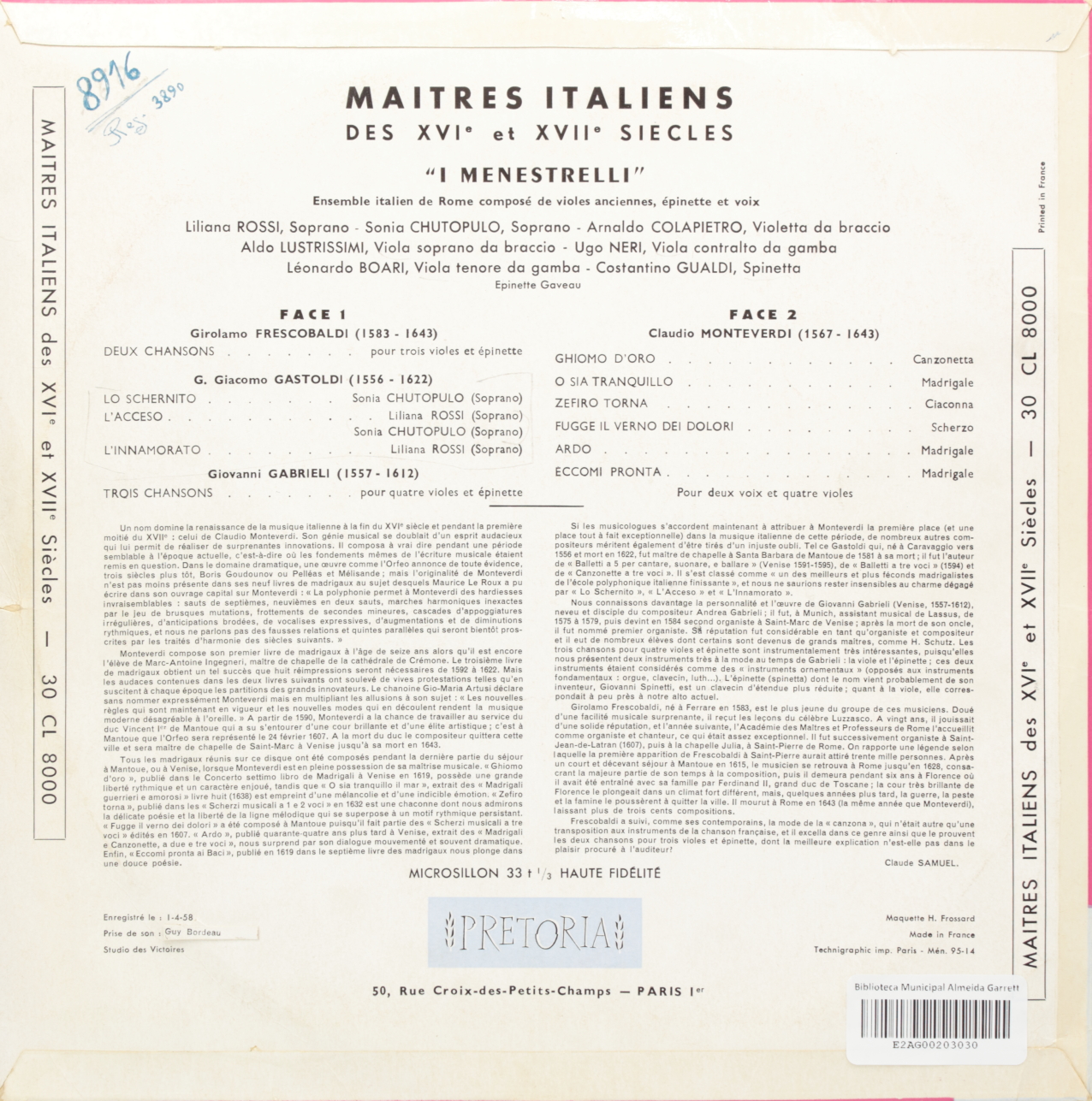Maitres Italiens des XVIe et XVIIe siècles