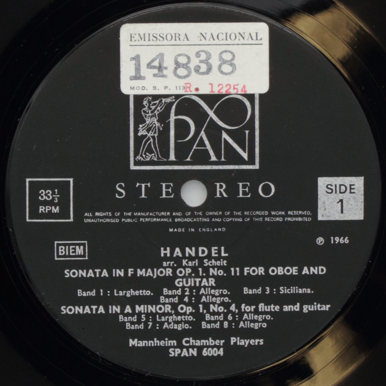 Händel: 2 Sonatas for Oboe and Flute with Guitar / Telemann: 3 Trio Sonatas for Recorder, Descant V