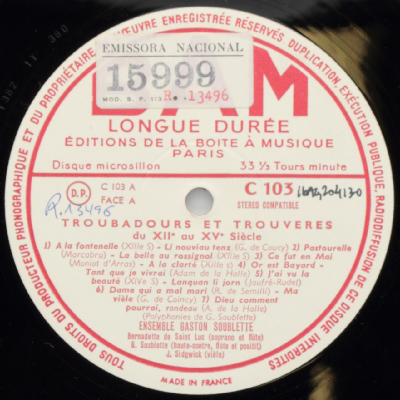 Troubadours et Trouvères du XIIe au XVe Siècle