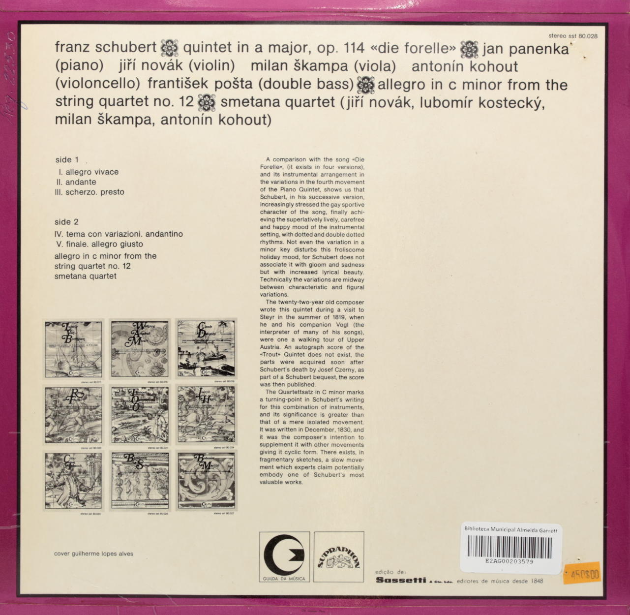 Schubert: Quintet in A major, op. 114 Die forelle; Allegro in C minor from the String quartet no