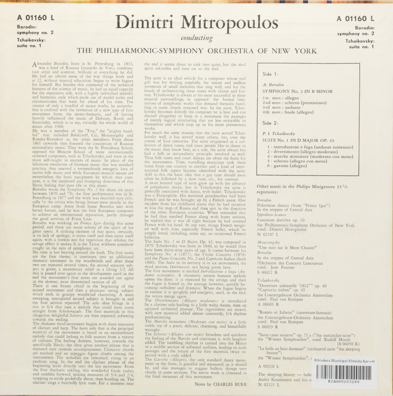 Borodin: Symphony Nº 2 in B minor / Tchaikovsky: Suite Nº 1 in D major op. 43