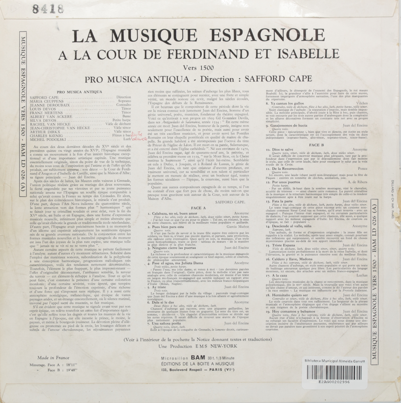 La musique espagnole a la cour de Ferdinand et Isabelle