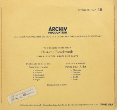 Buxtehude: Suite Nr. 1 C-dur / Krieger: Partita Nr. 5 A-dur