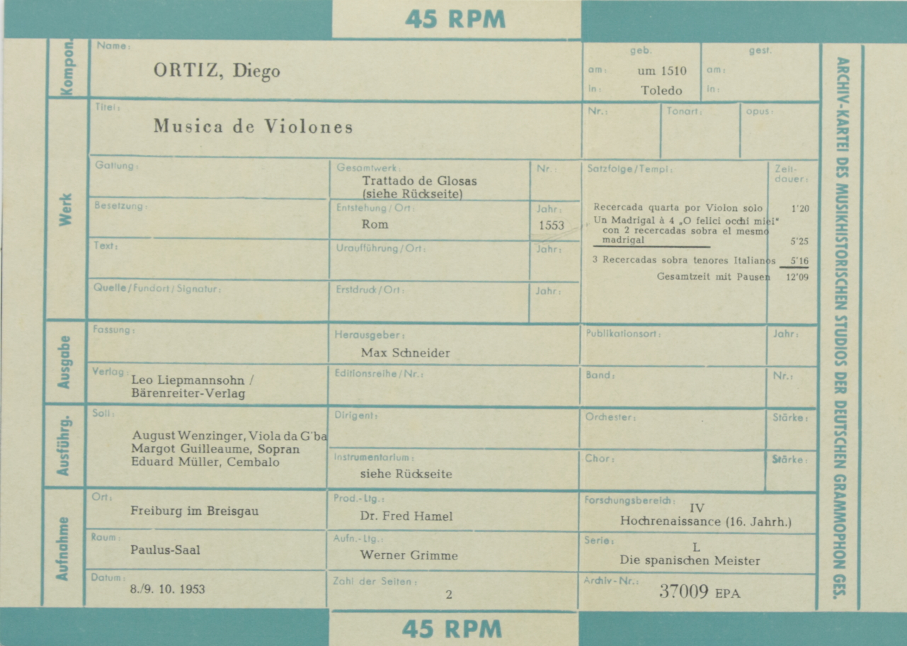 Ortiz: Musica de Violones