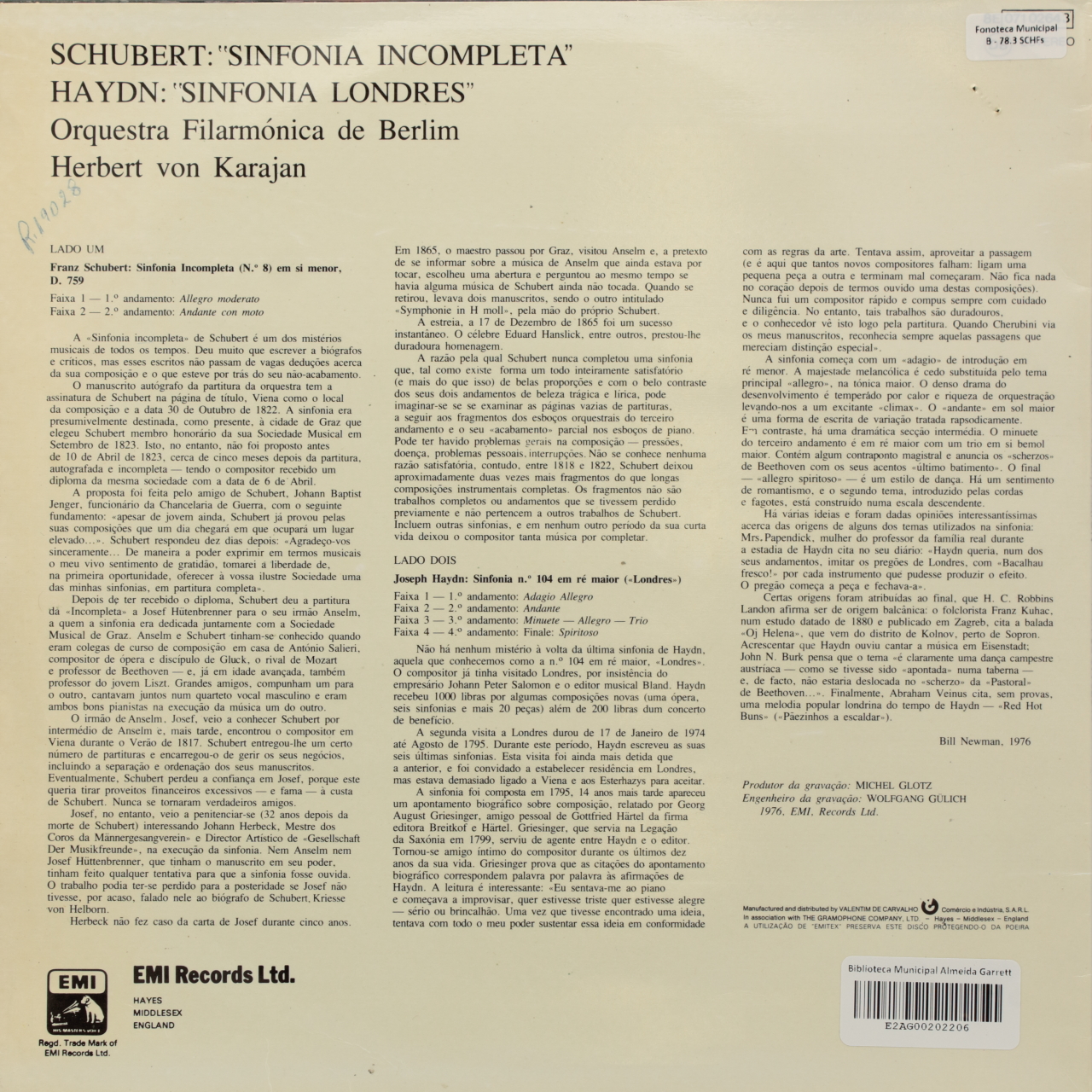 Schubert: Sinfonia nº 8 em Si menor, D. 759 / Haydn: Sinfonia nº 104 em Ré maior